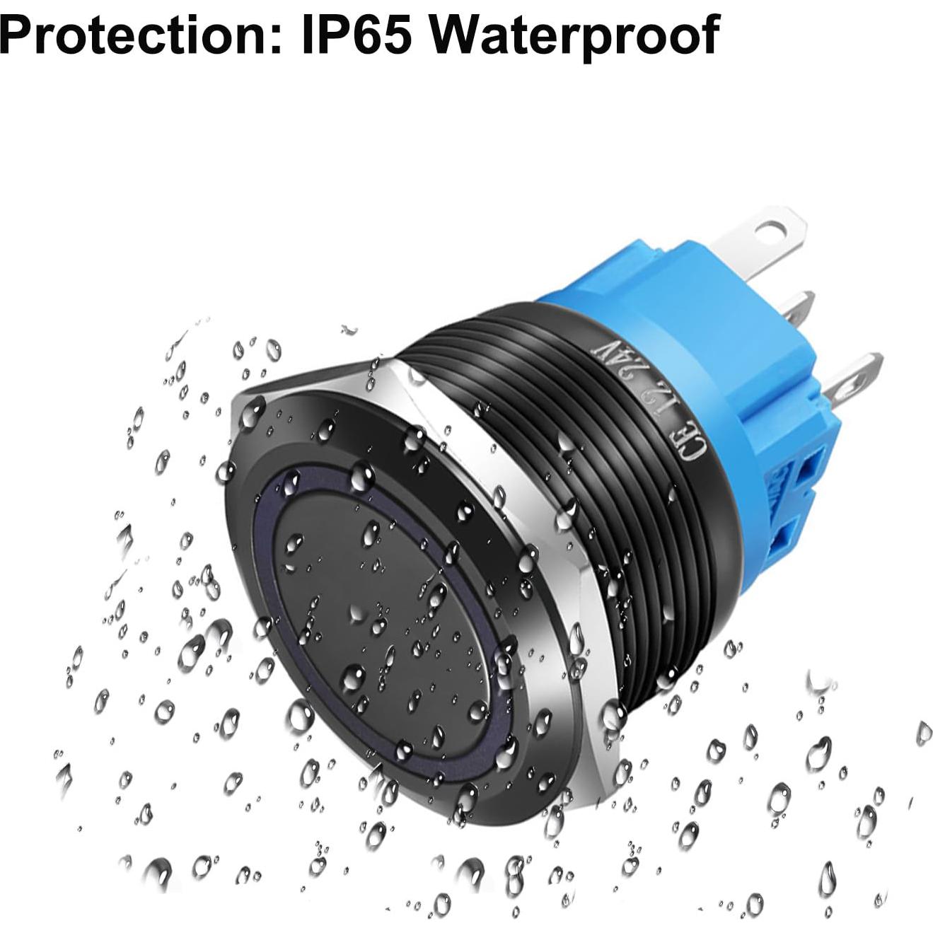 Botón Pulsador Momentáneo Gebildet 22mm IP65 LED Azul