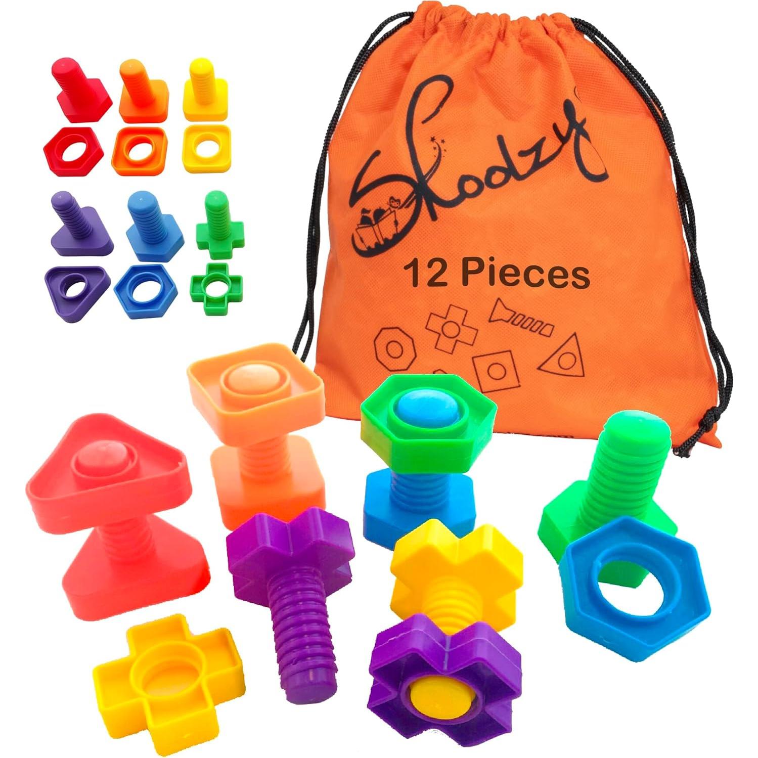 Juego de Tuercas y Tornillos Skoolzy 12 Piezas para Niños