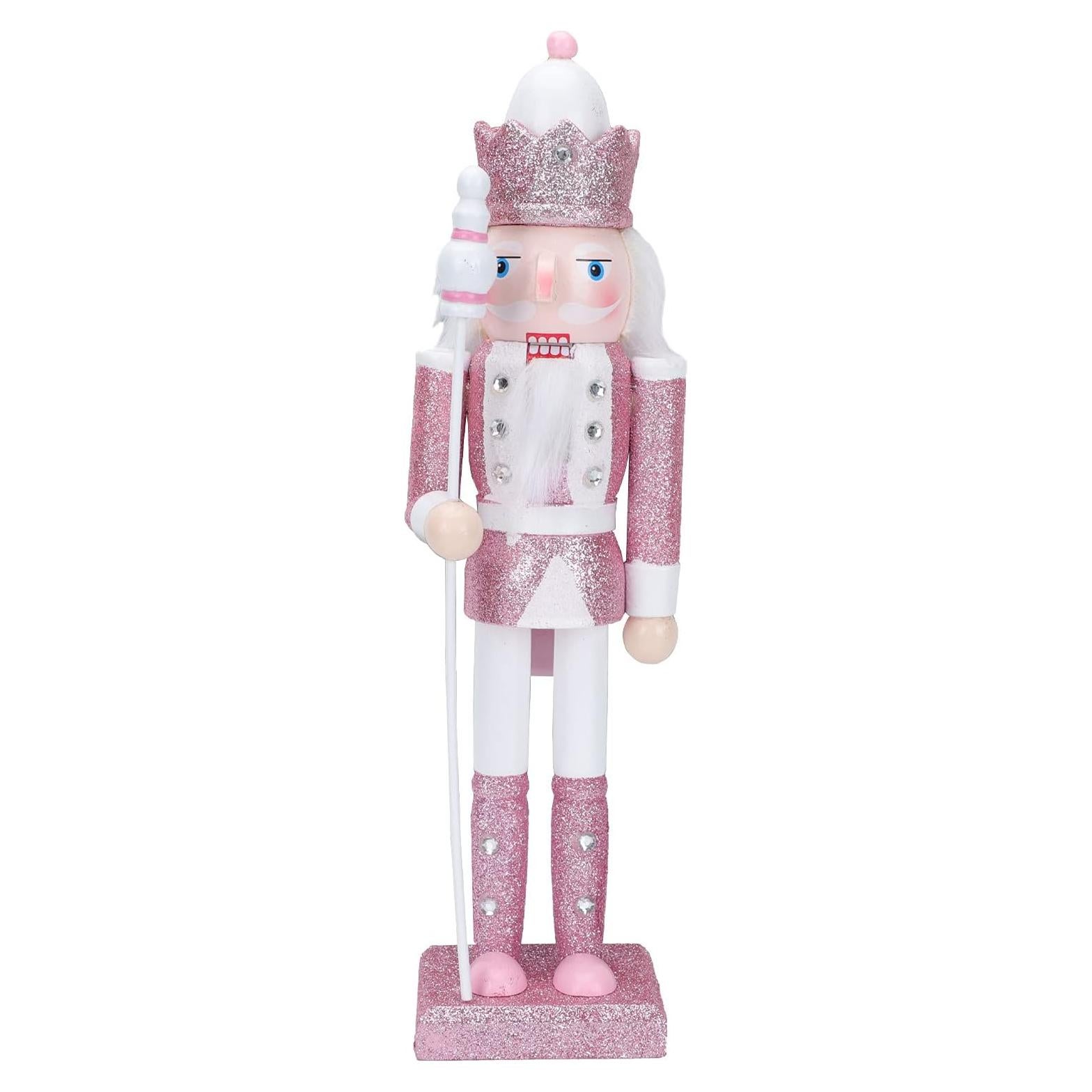 Cascanueces Rosa de Madera 30.48 cm PASOLABE Adorno Navideño