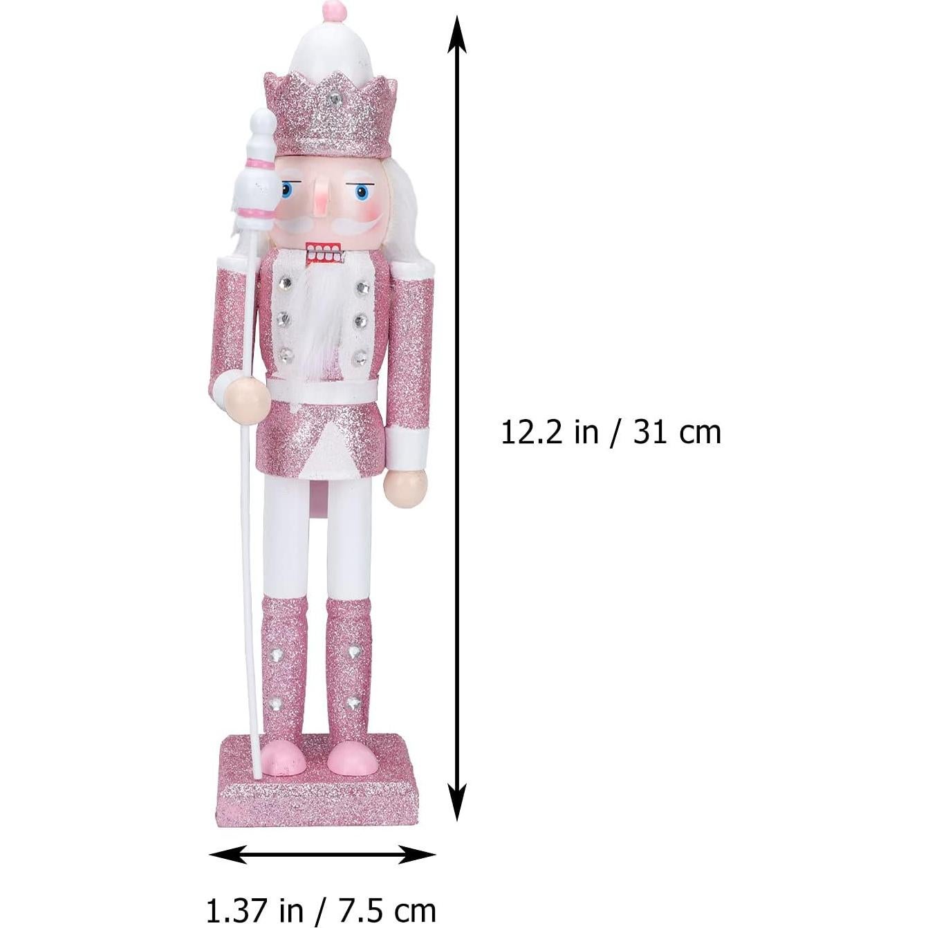 Cascanueces Rosa de Madera 30.48 cm PASOLABE Adorno Navideño