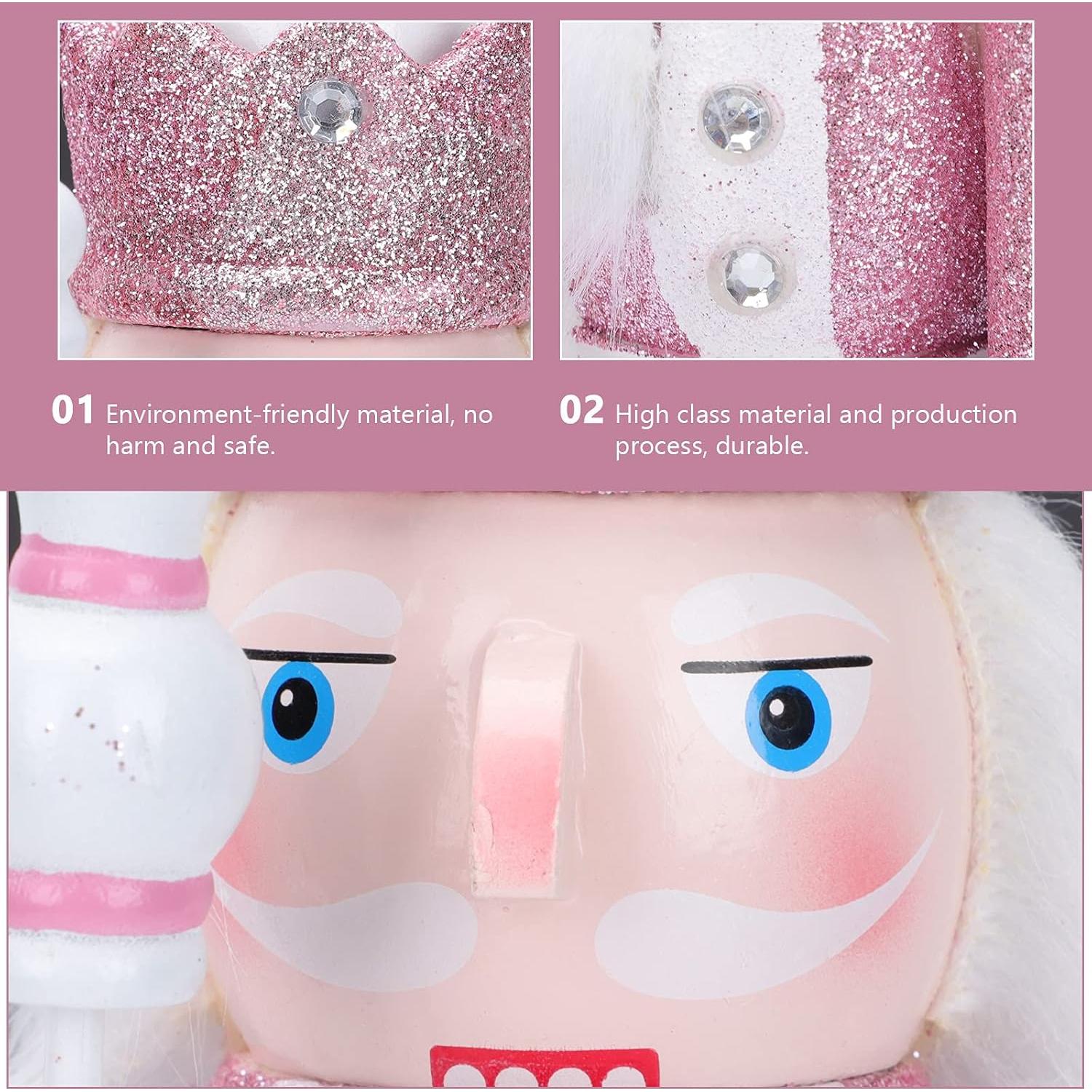 Cascanueces Rosa de Madera 30.48 cm PASOLABE Adorno Navideño