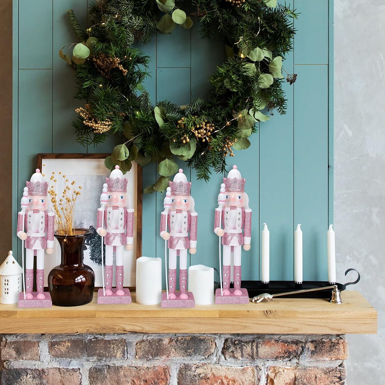 Cascanueces Rosa de Madera 30.48 cm PASOLABE Adorno Navideño