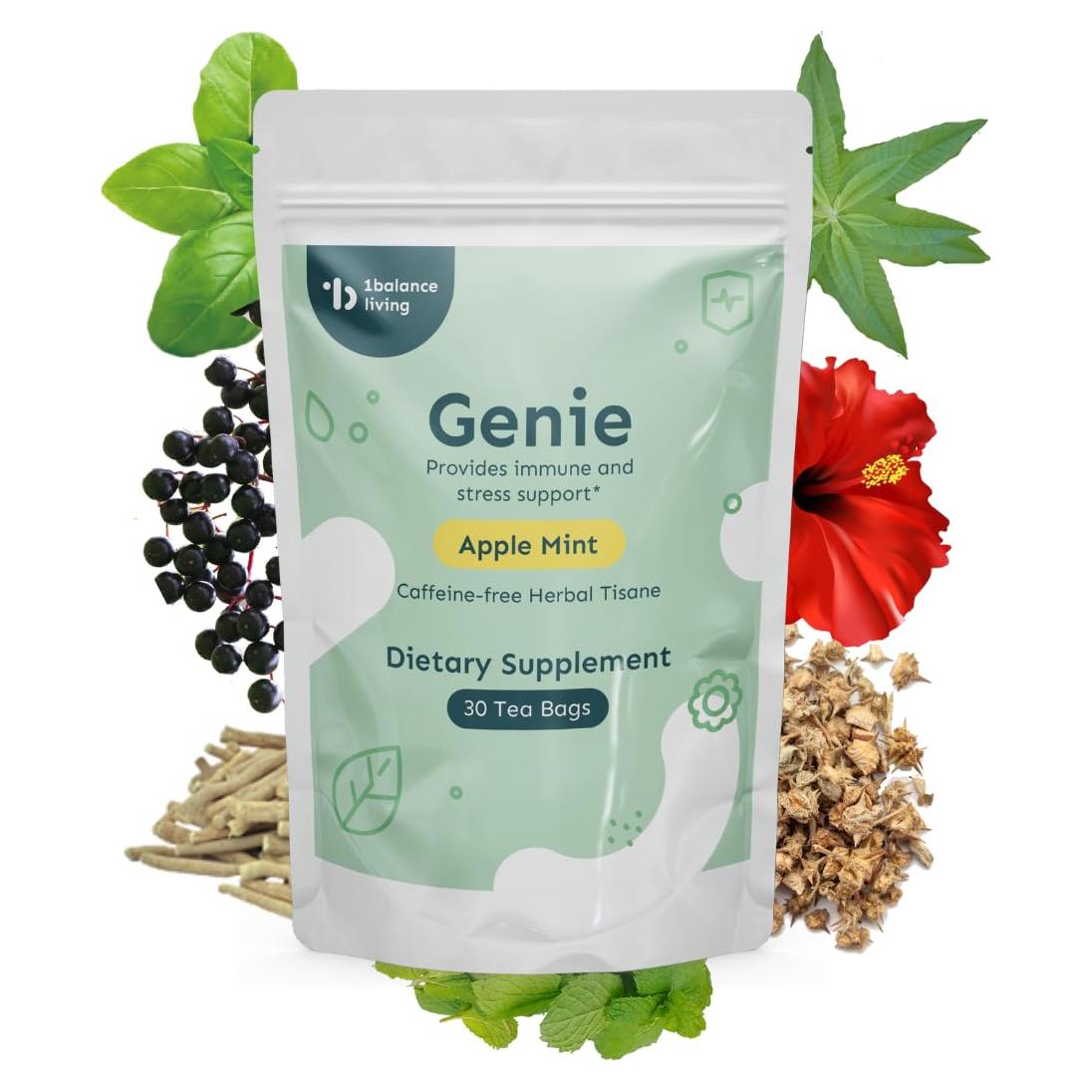 Té Adaptogénico 1Balance Living Genie con Ashwagandha 30 Bolsitas