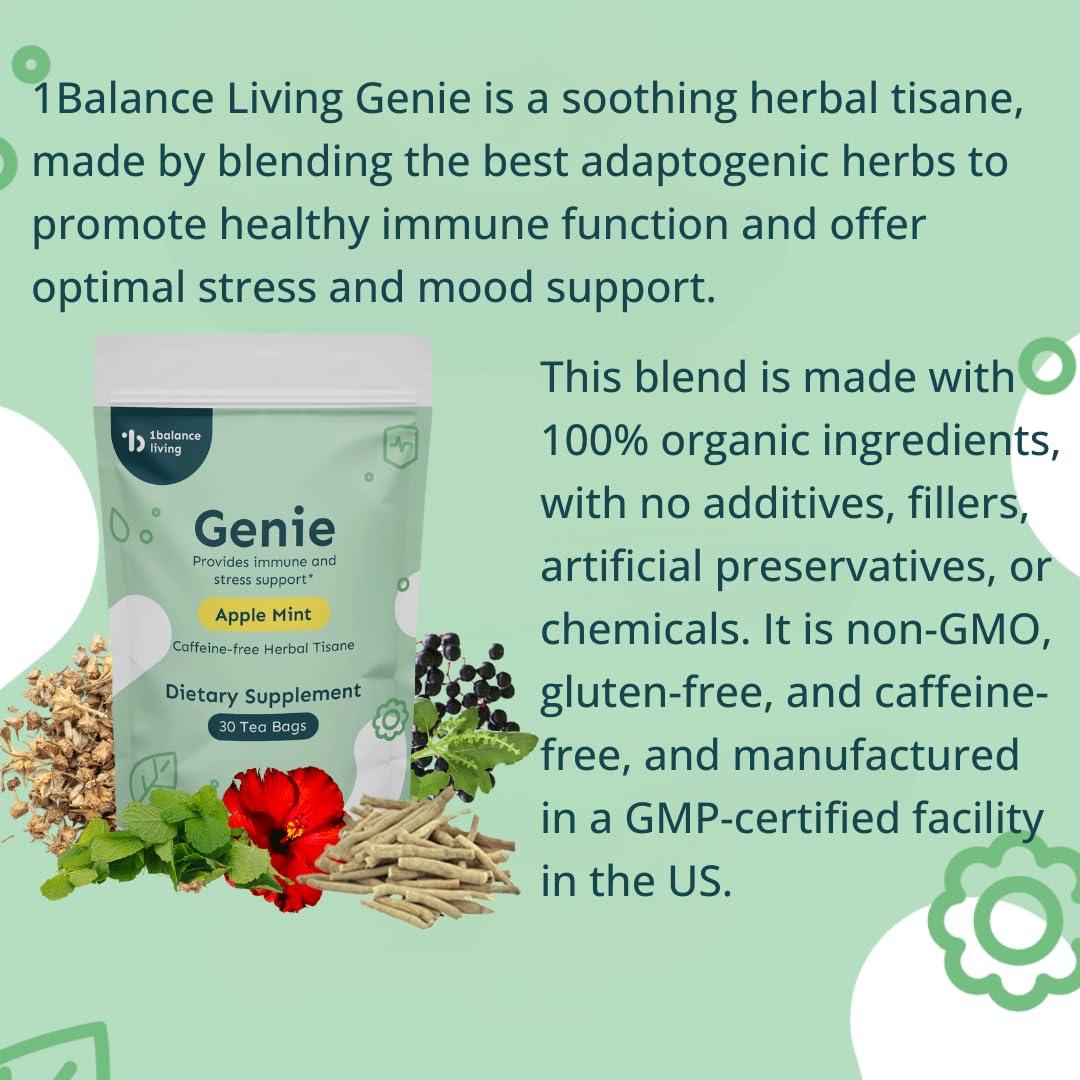 Té Adaptogénico 1Balance Living Genie con Ashwagandha 30 Bolsitas