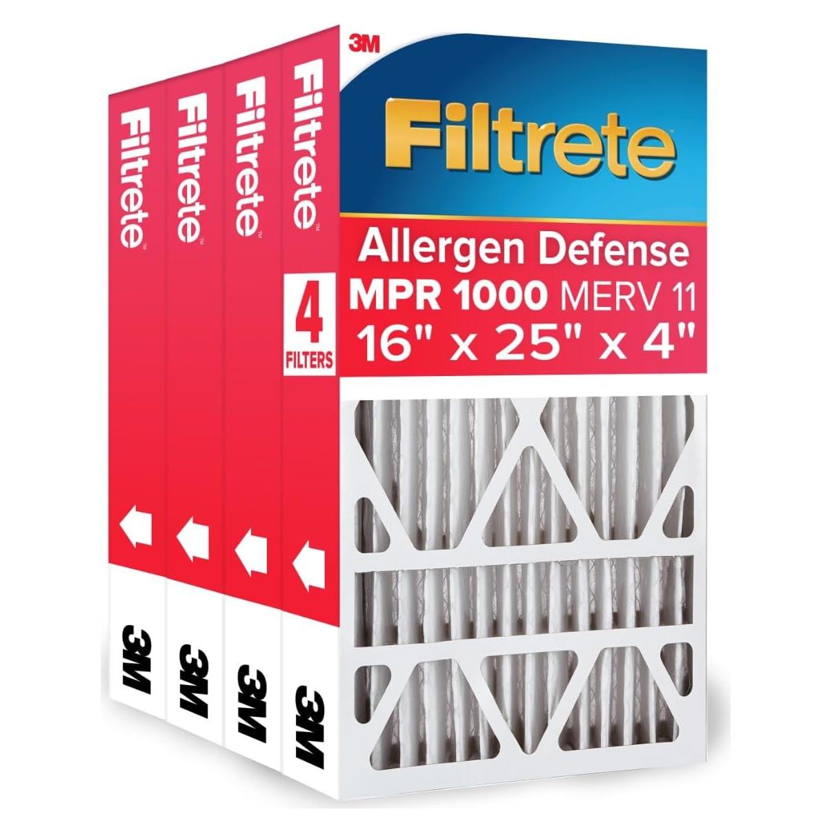 Filtro de Aire Filtrete 16x25x4 MPR 1000 Paquete de 4