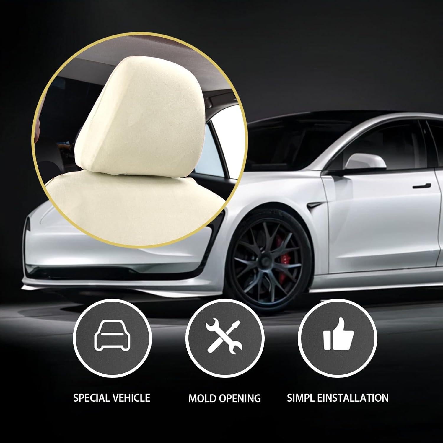 gunhunt Fundas de Reposacabezas de Coche 2 PCS Beige Transpirables