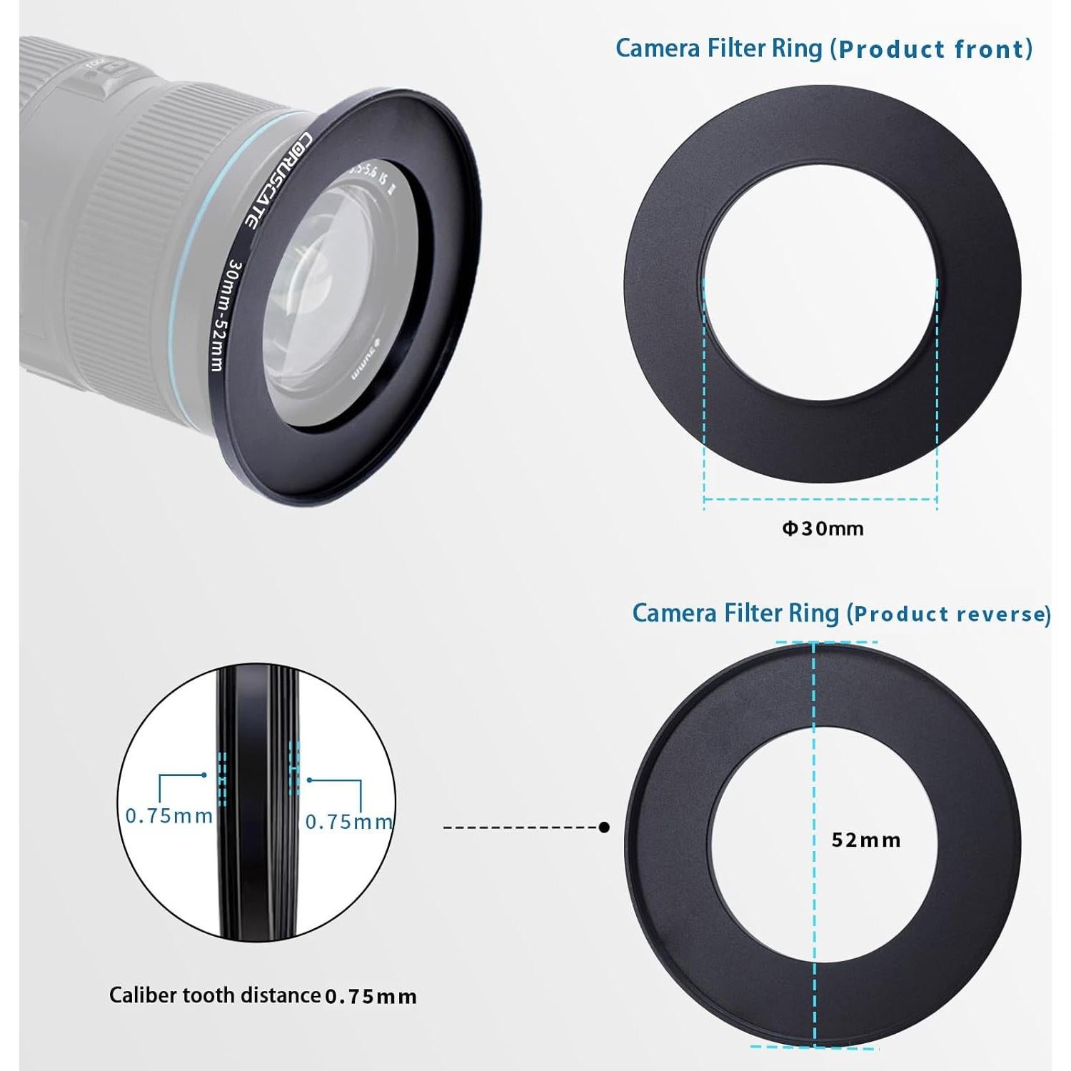 Adaptador de Lente 30mm a 52mm Coruscate + Paño de Limpieza