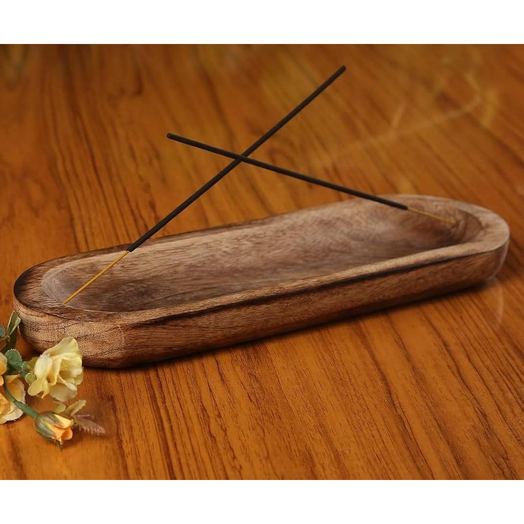 Soporte de Incienso TOSQP27 de Madera 28 cm Captador de Cenizas