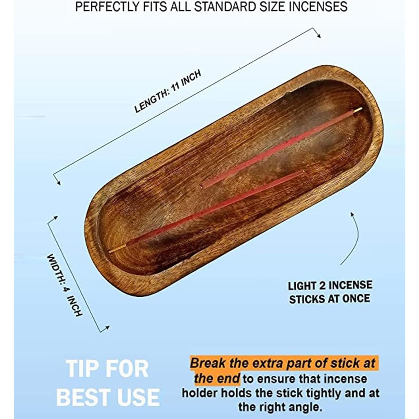 Soporte de Incienso TOSQP27 de Madera 28 cm Captador de Cenizas