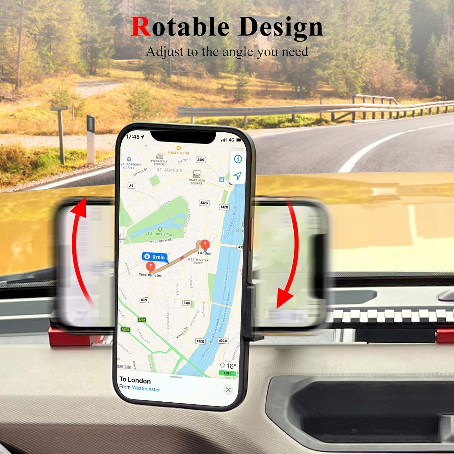 Soporte para Teléfono Jeep Wrangler JK JL 2007-2023 y Ford Bronco 2021+ Ajustable 360°