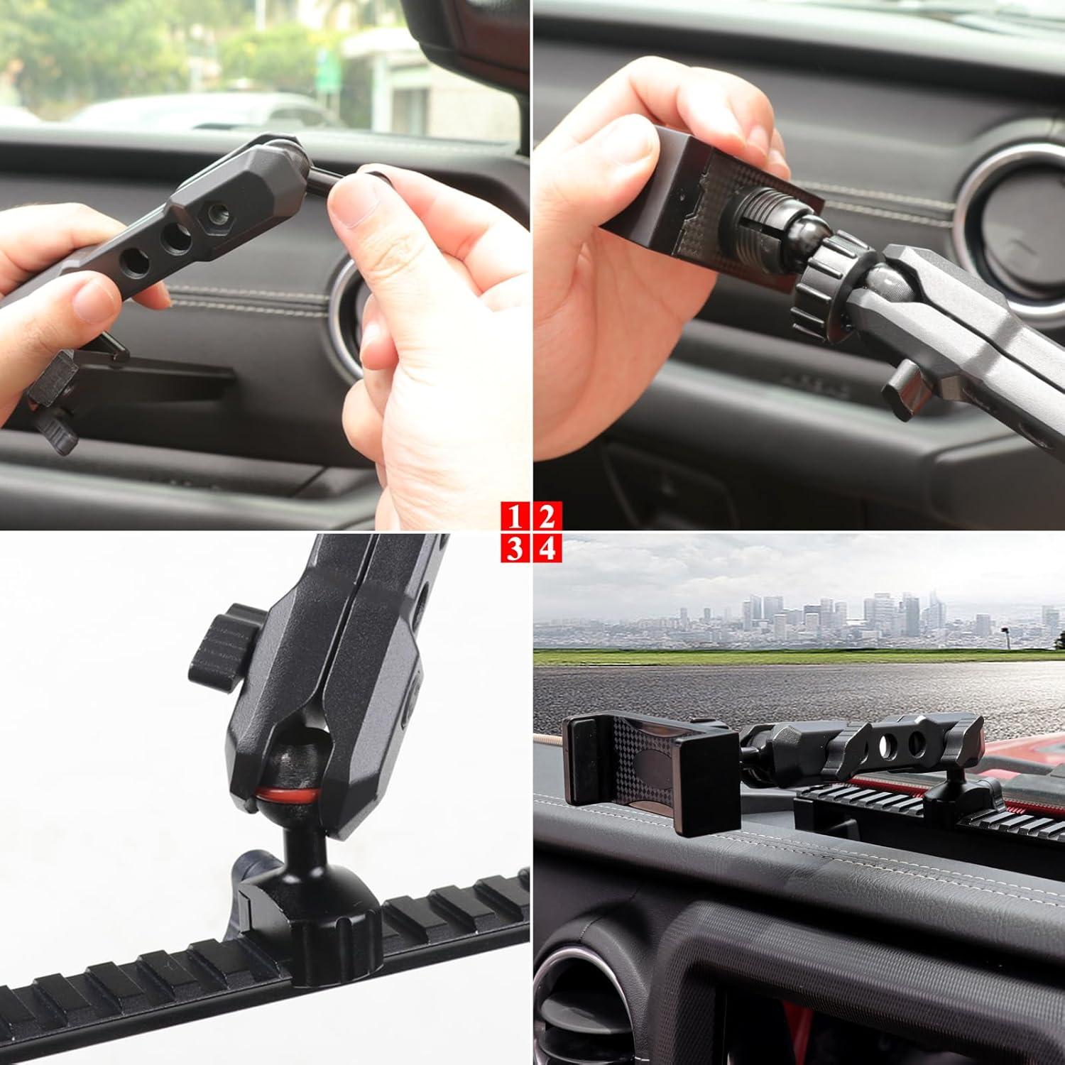 Soporte para Teléfono Jeep Wrangler JK JL 2007-2023 y Ford Bronco 2021+ Ajustable 360°