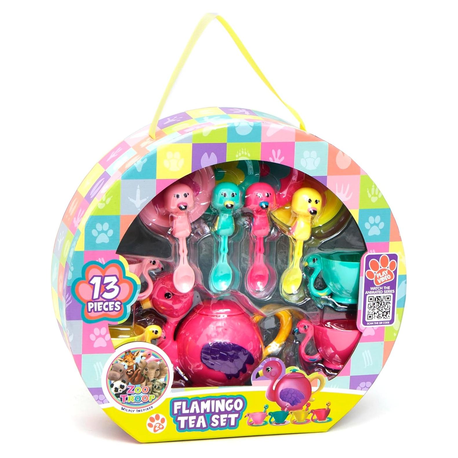 Juego de Té de Flamenco Boley Zoo Troop - 13 Piezas para Niños