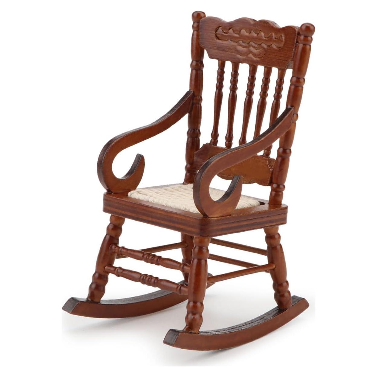 Silla Mecedora Miniatura Cutemini de Madera 5x10.5 cm Marrón