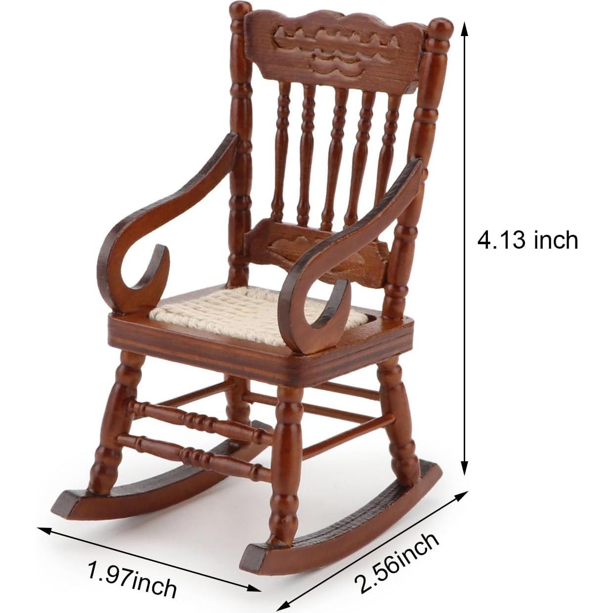 Silla Mecedora Miniatura Cutemini de Madera 5x10.5 cm Marrón