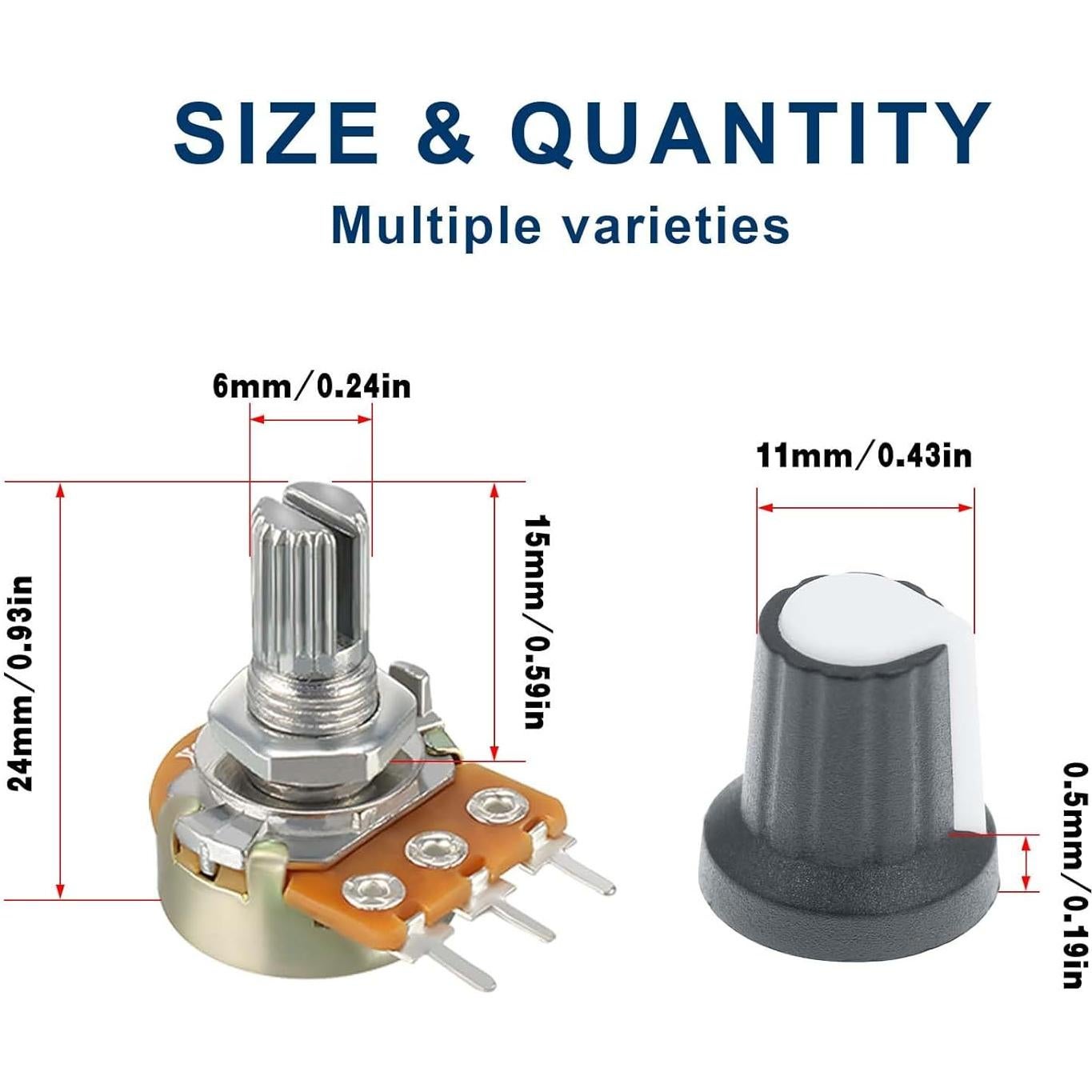 Potenciómetro Lineal 1M WH148 3 Pines Eje 15mm - 5 Pcs