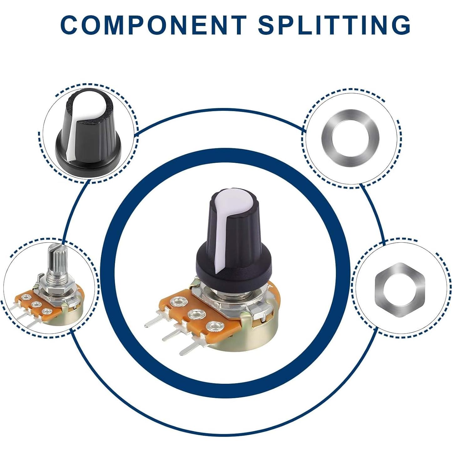Potenciómetro Lineal 1M WH148 3 Pines Eje 15mm - 5 Pcs