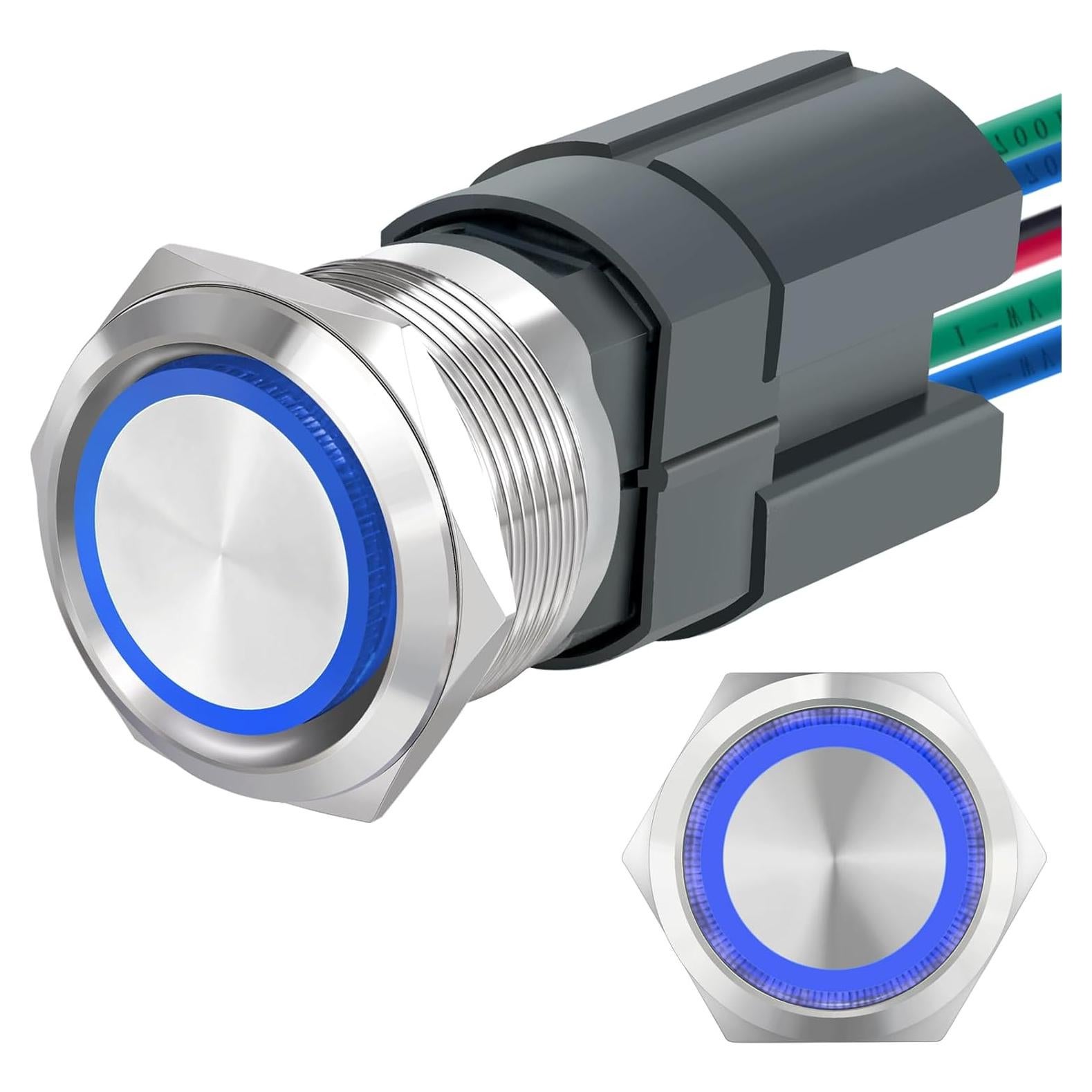 Interruptor de Botón Pulsador ZJWZJH 22mm 15A 12V DC IP67