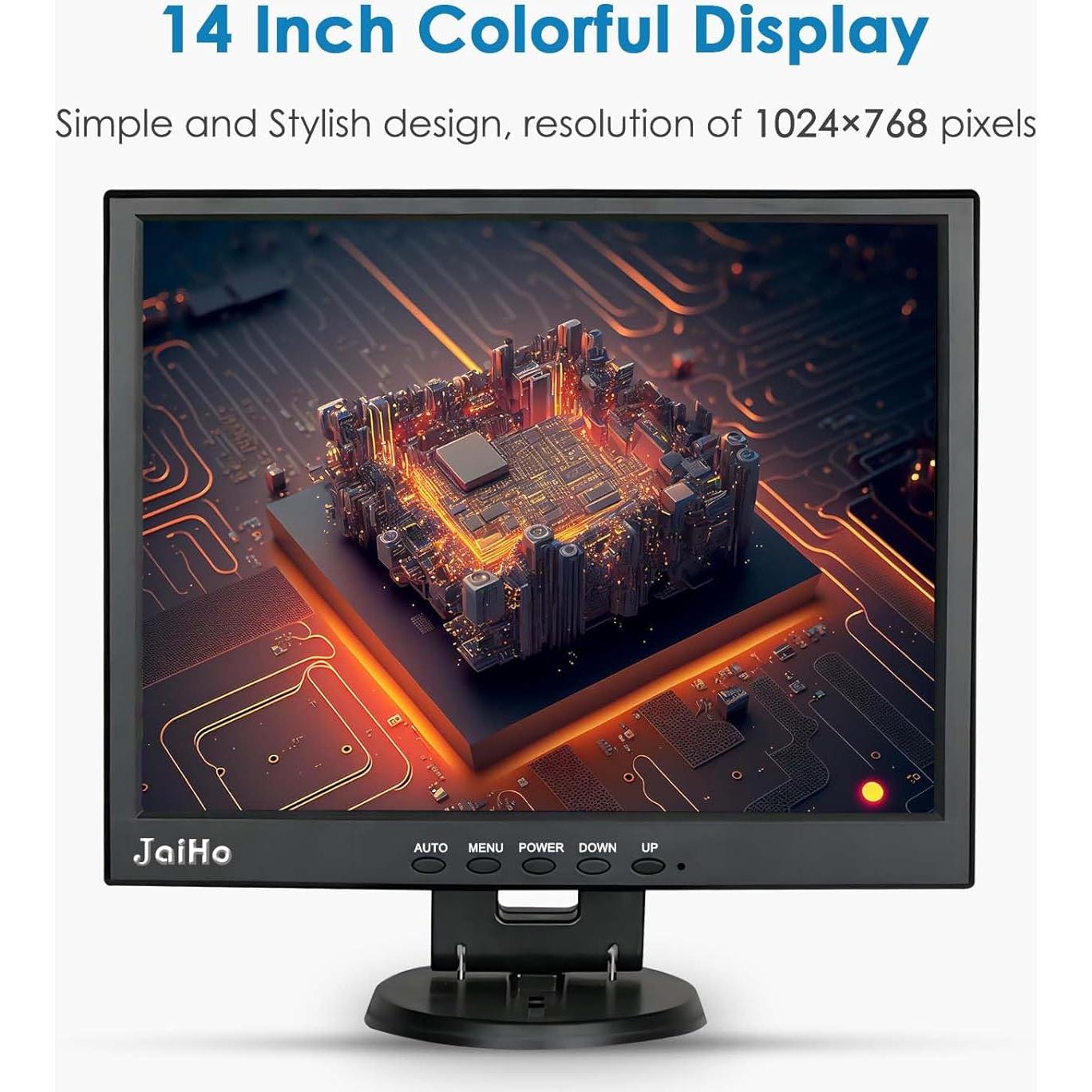 Monitor de Seguridad JaiHo 14" LCD 1024x768 HDMI VGA BNC