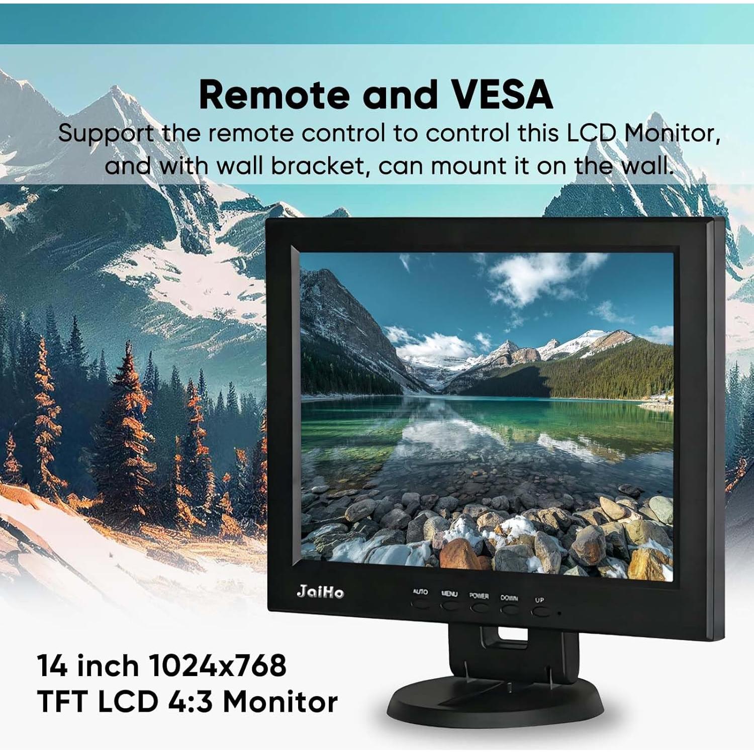 Monitor de Seguridad JaiHo 14" LCD 1024x768 HDMI VGA BNC