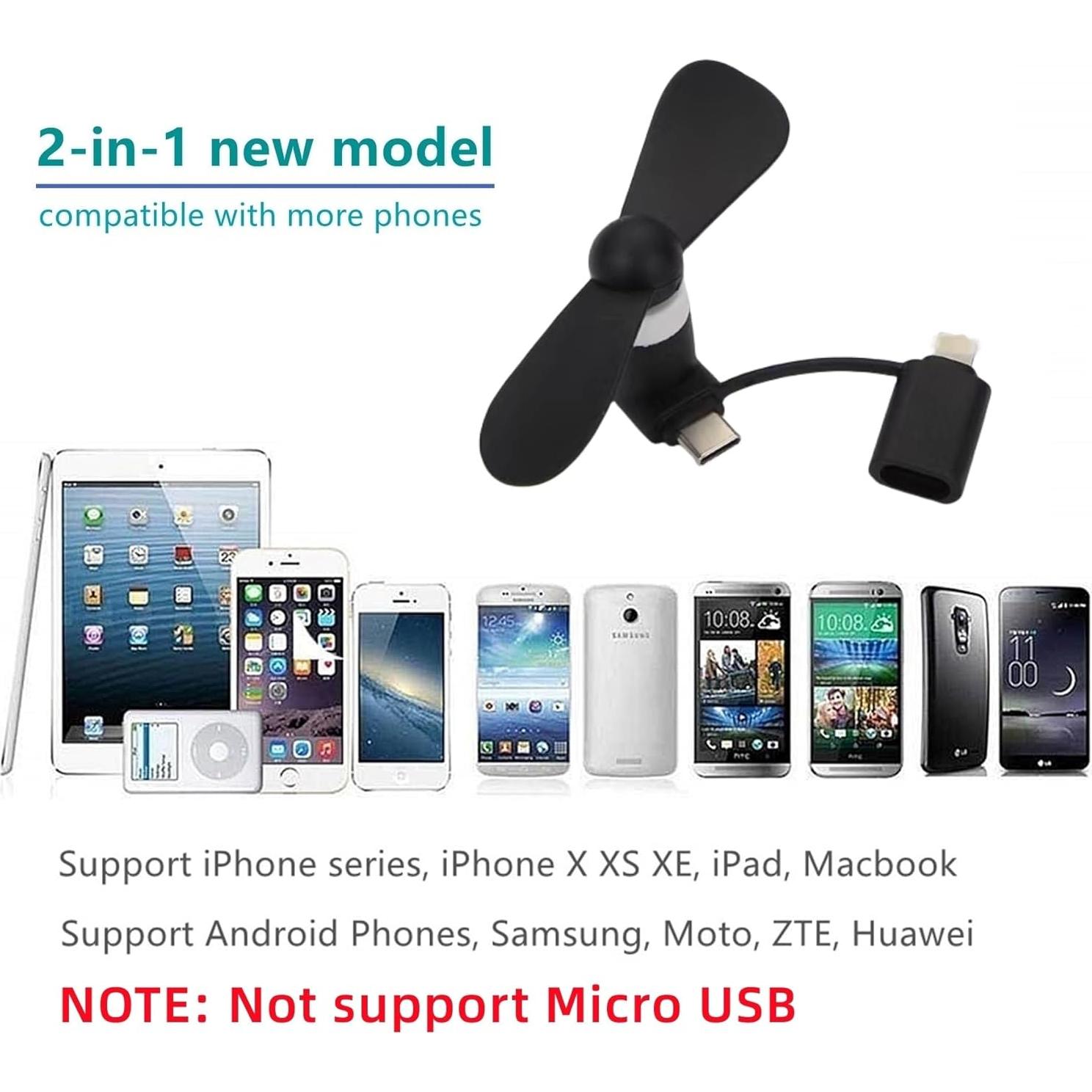 Paquete de 6 Ventiladores Mini USB YUNLOVXEE para iPhone y Android