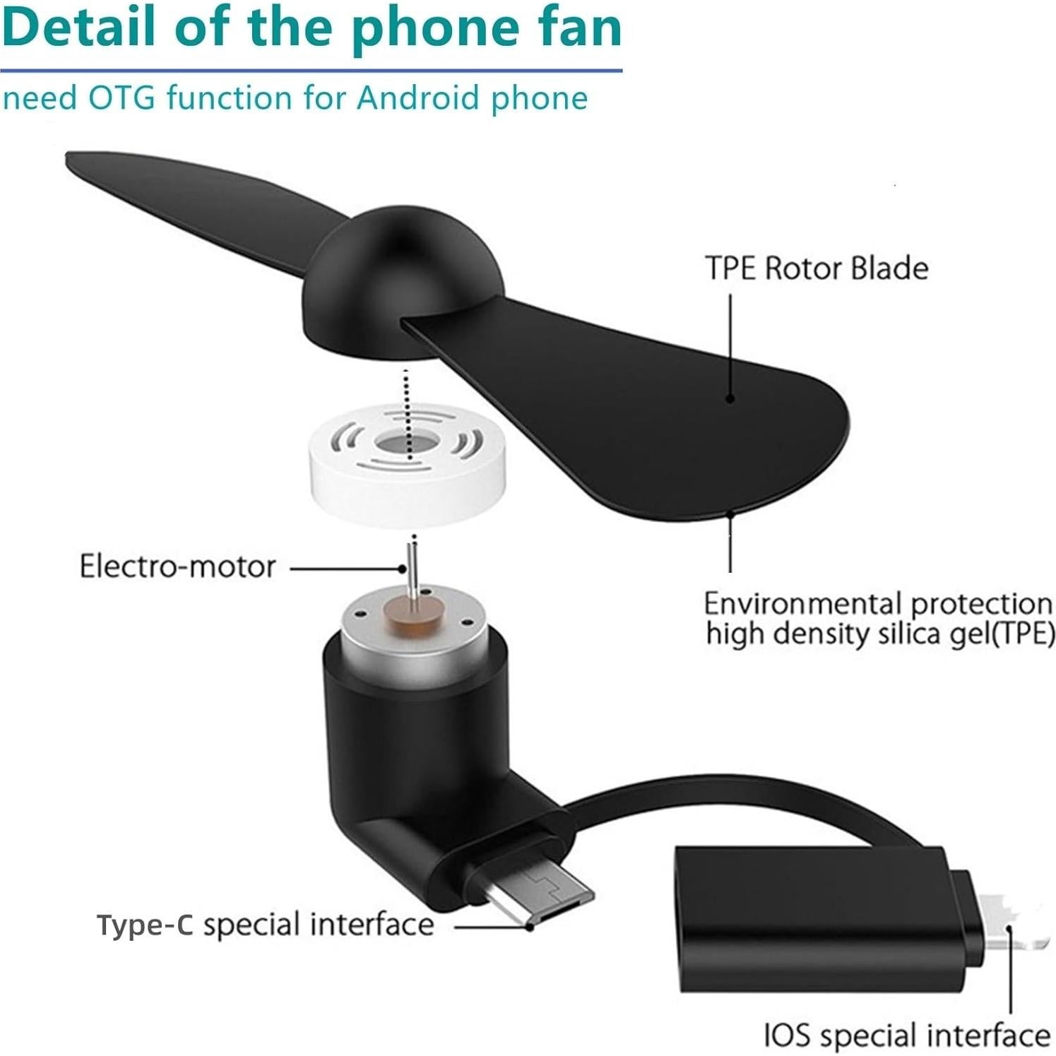 Paquete de 6 Ventiladores Mini USB YUNLOVXEE para iPhone y Android