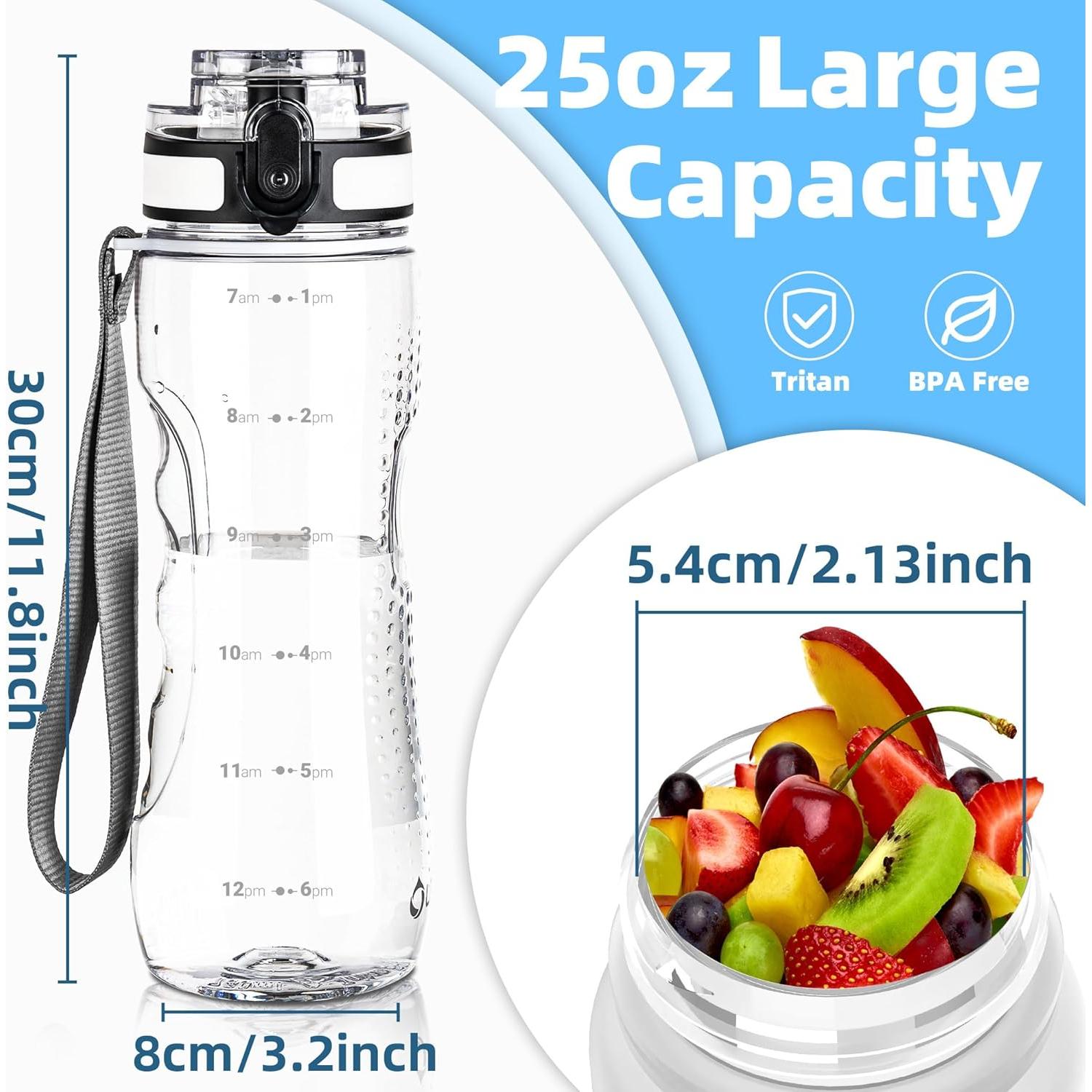 Botella de Agua Motivacional OLDLEY 25 oz Tritan Transparente