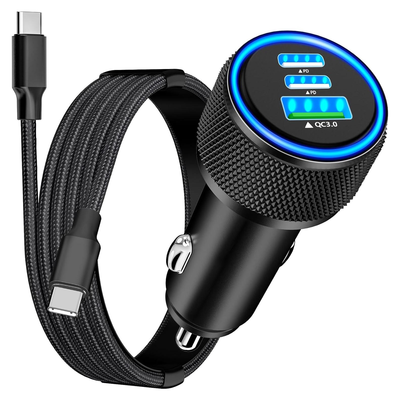 Cargador Rápido de Auto Rombica 67W 3 Puertos USB-C y USB-A