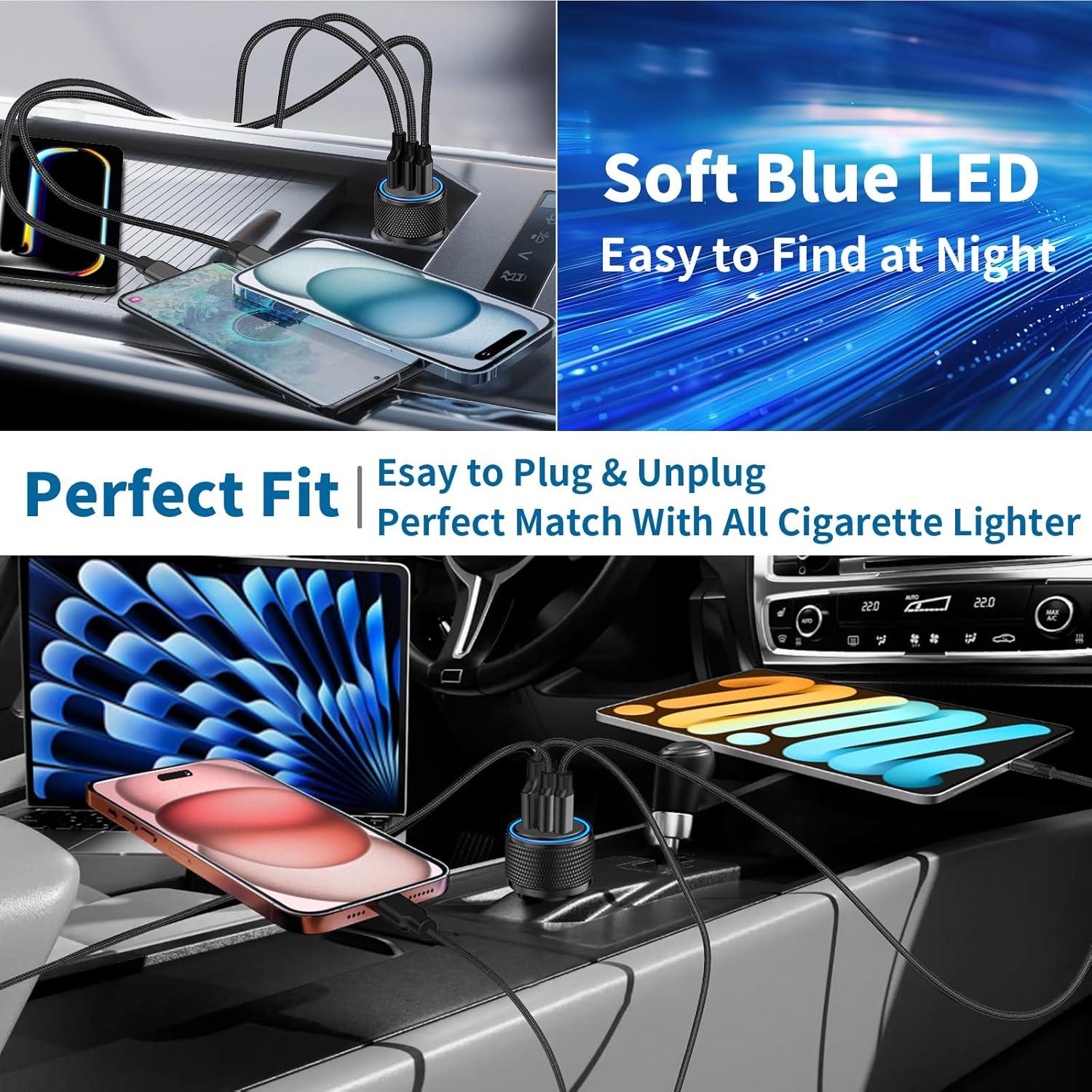 Cargador Rápido de Auto Rombica 67W 3 Puertos USB-C y USB-A