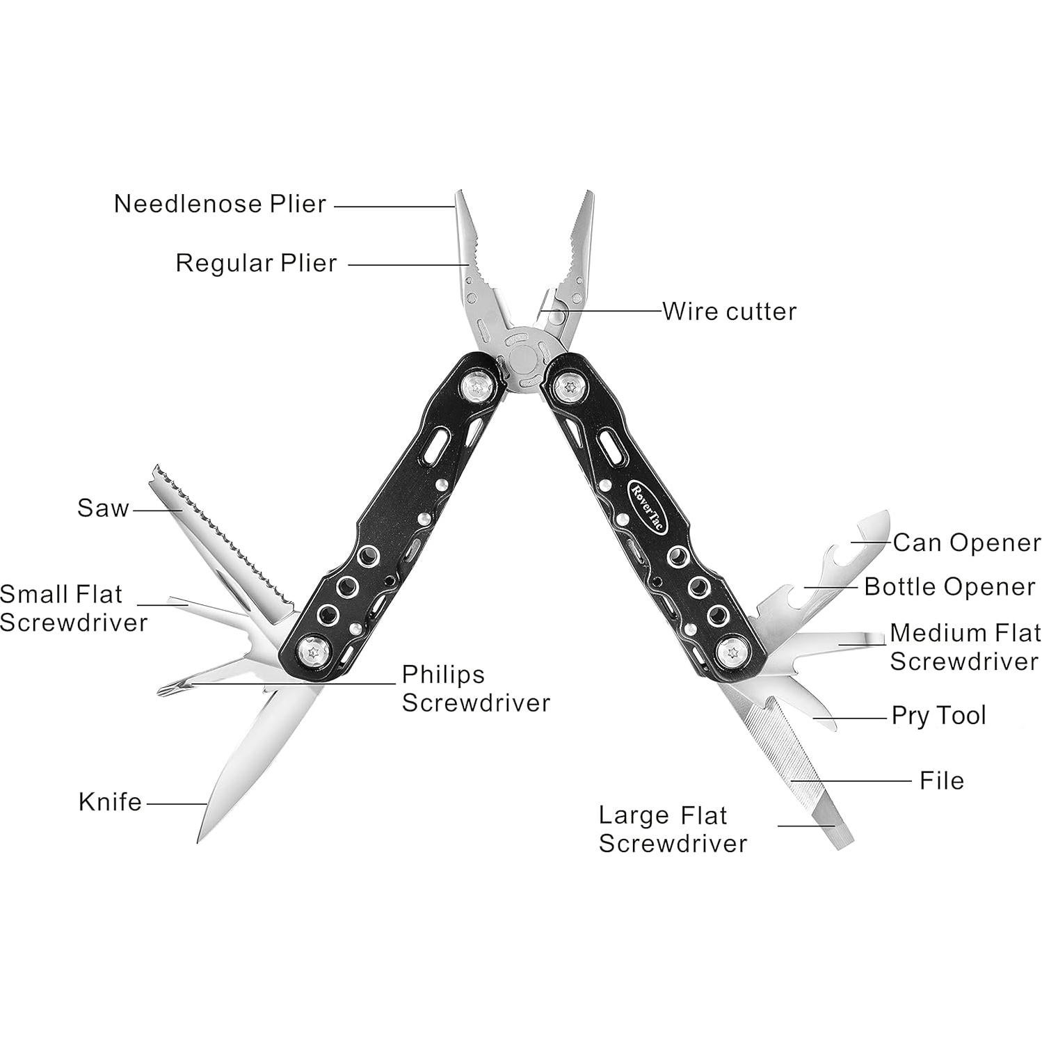 Multiherramienta RoverTac 14 en 1 Alicates Cuchillo Camping