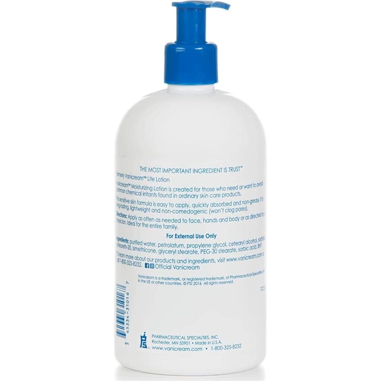 Loción Hidratante Vanicream 473ml con Bomba - Piel Sensible