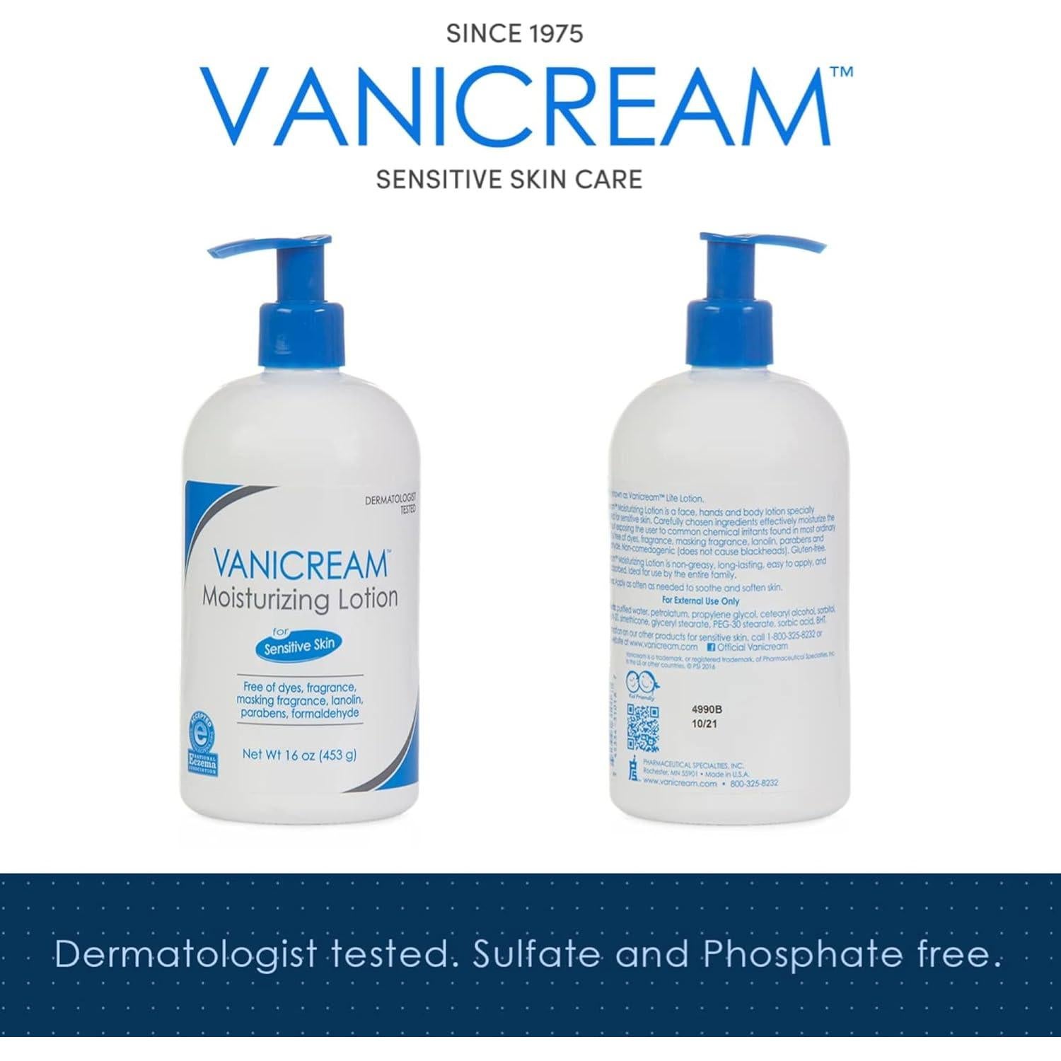 Loción Hidratante Vanicream 473ml con Bomba - Piel Sensible