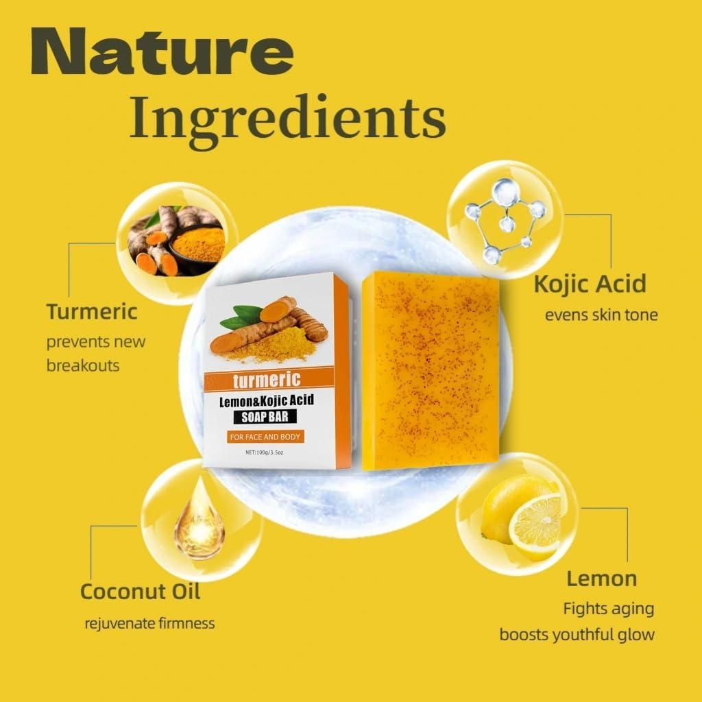 Jabón Natural de Limón y Cúrcuma Beauty Beauty - 3 Piezas