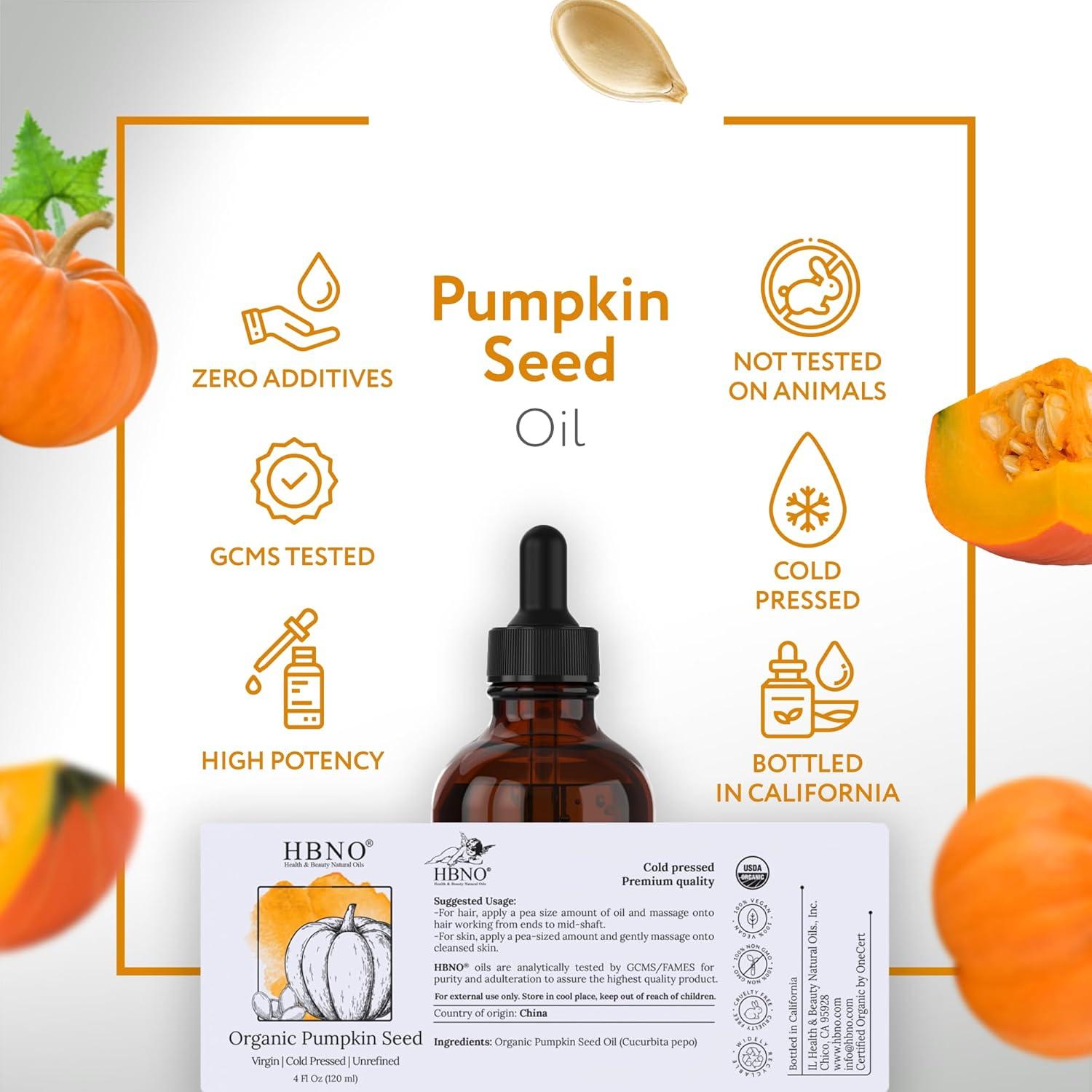 Aceite de Semilla de Calabaza Orgánico HBNO 120 ml Prensado en Frío