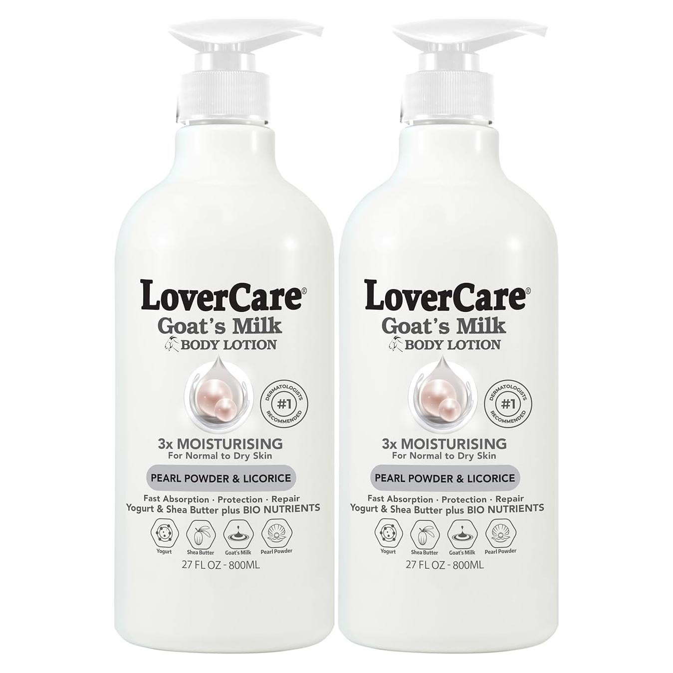 Loción Corporal de Leche de Cabra Lovercare 800ml - Paquete de 2