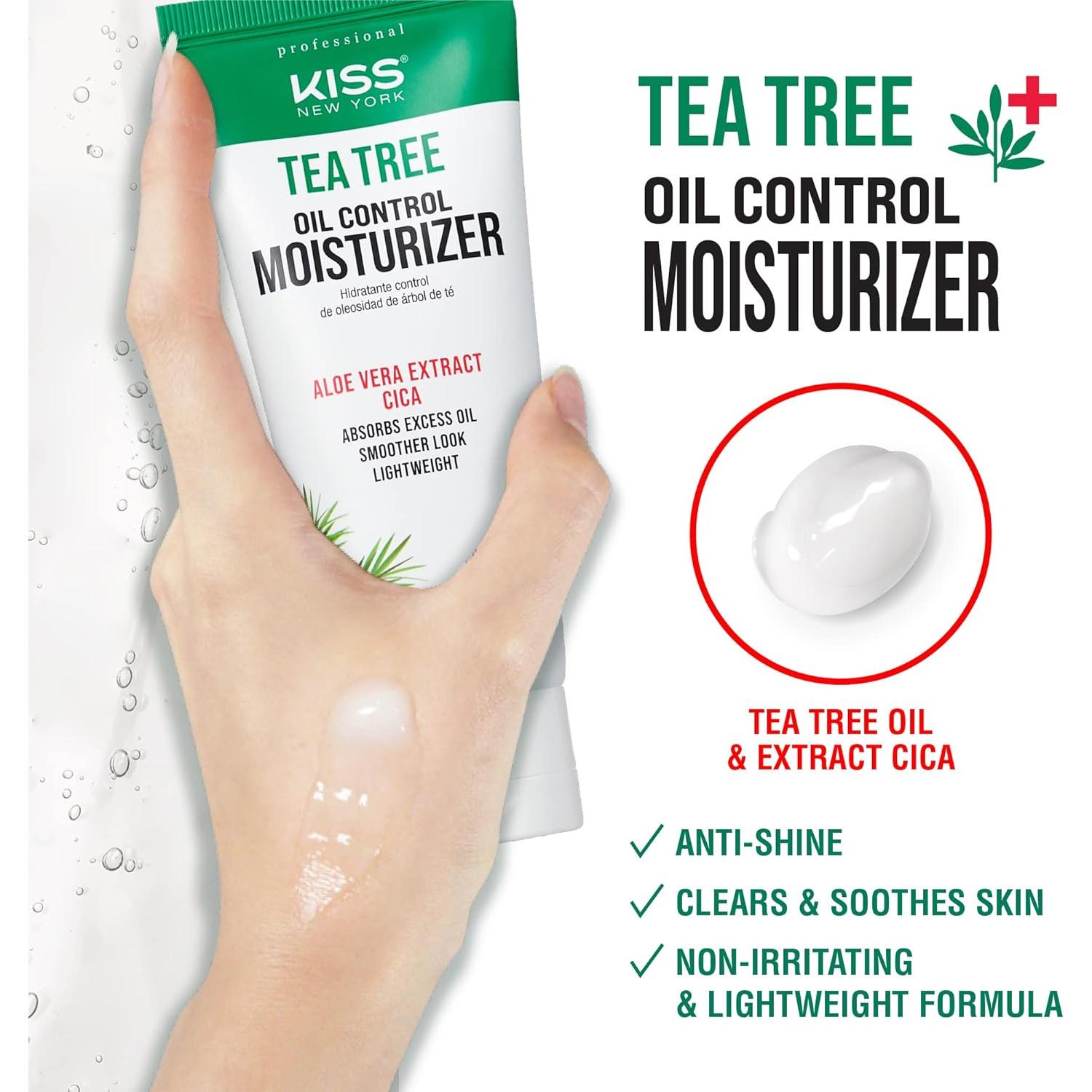 Hidratante Facial Kiss New York 100 ml Cica Aloe Árbol de Té