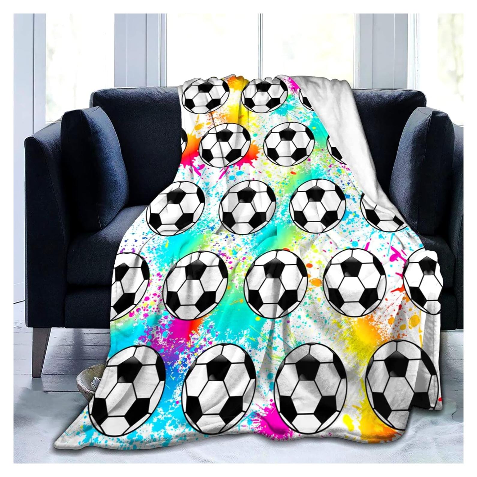 Manta Lanzar de Fútbol EQWQV 127x102 cm Suave y Ligera