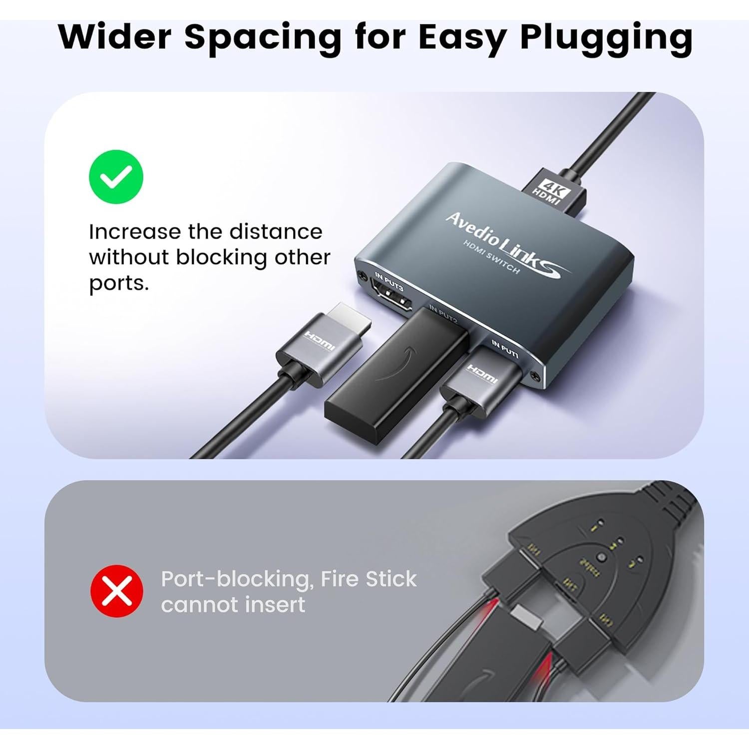 Conmutador HDMI 3 en 1 avedio links 4K@60Hz Aluminio