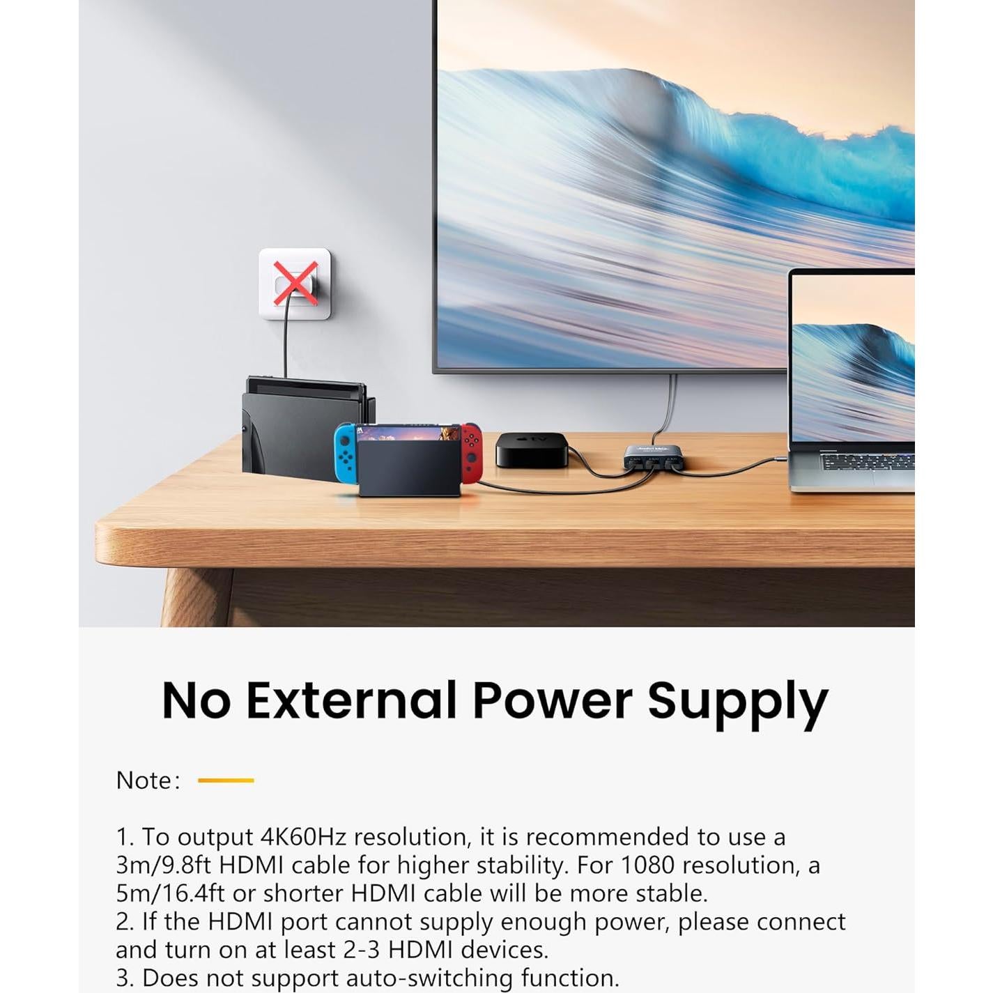 Conmutador HDMI 3 en 1 avedio links 4K@60Hz Aluminio