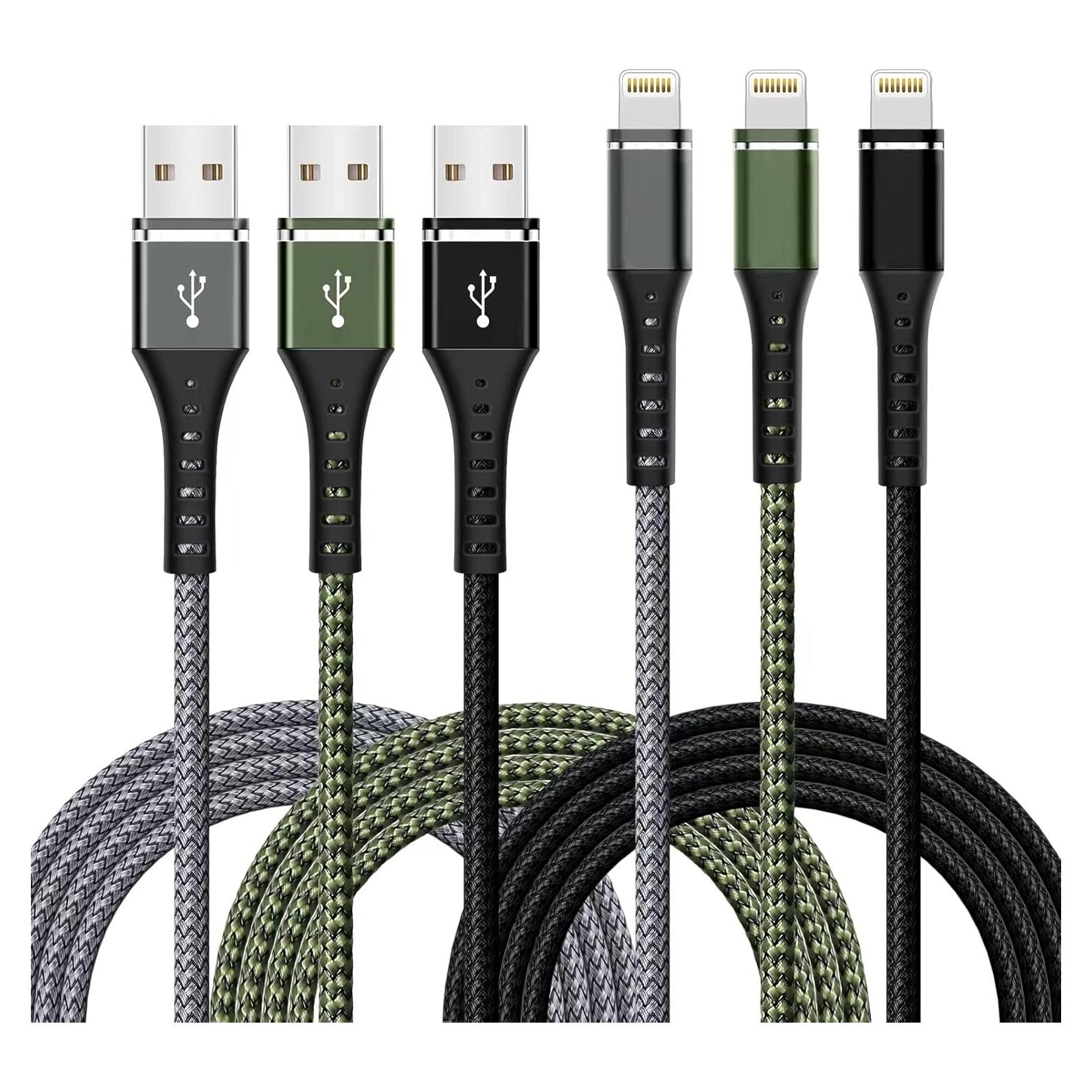 Cargador Rápido MFi DFLASHS - 3 Cables USB a Lightning 3FT