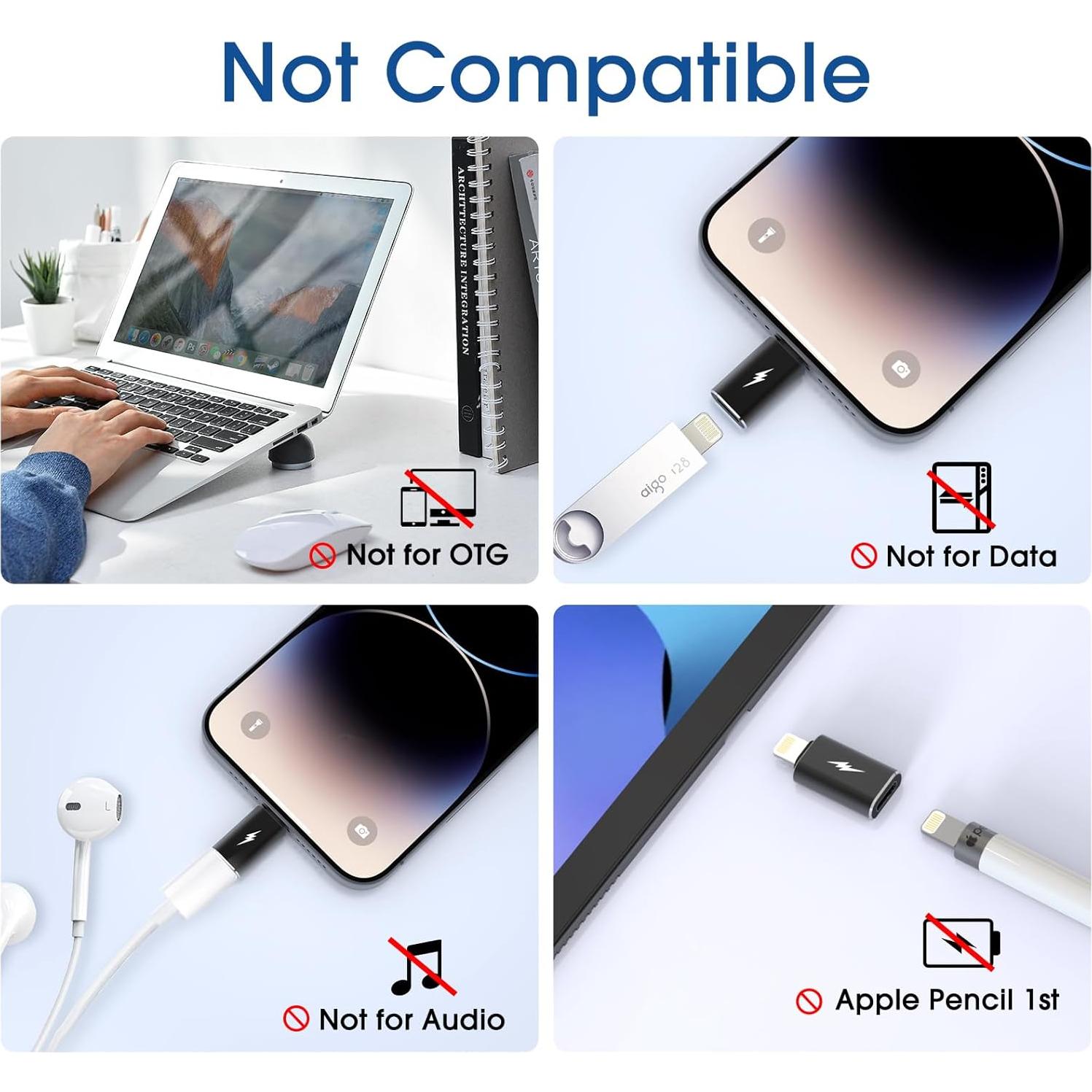 Adaptador USB C hembra a Lightning macho TechMatte 2 Pack 2.2A