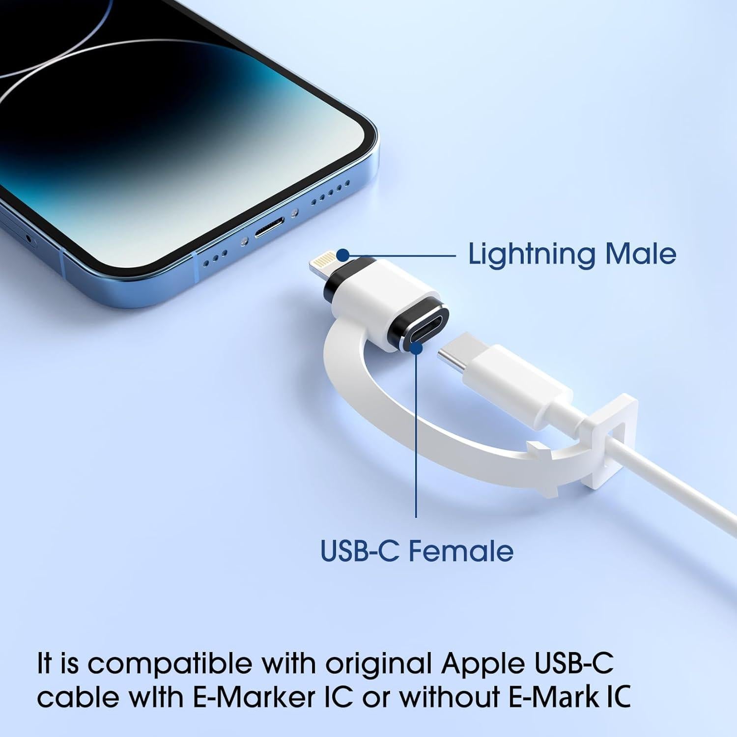 Adaptador USB C hembra a Lightning macho TechMatte 2 Pack 2.2A