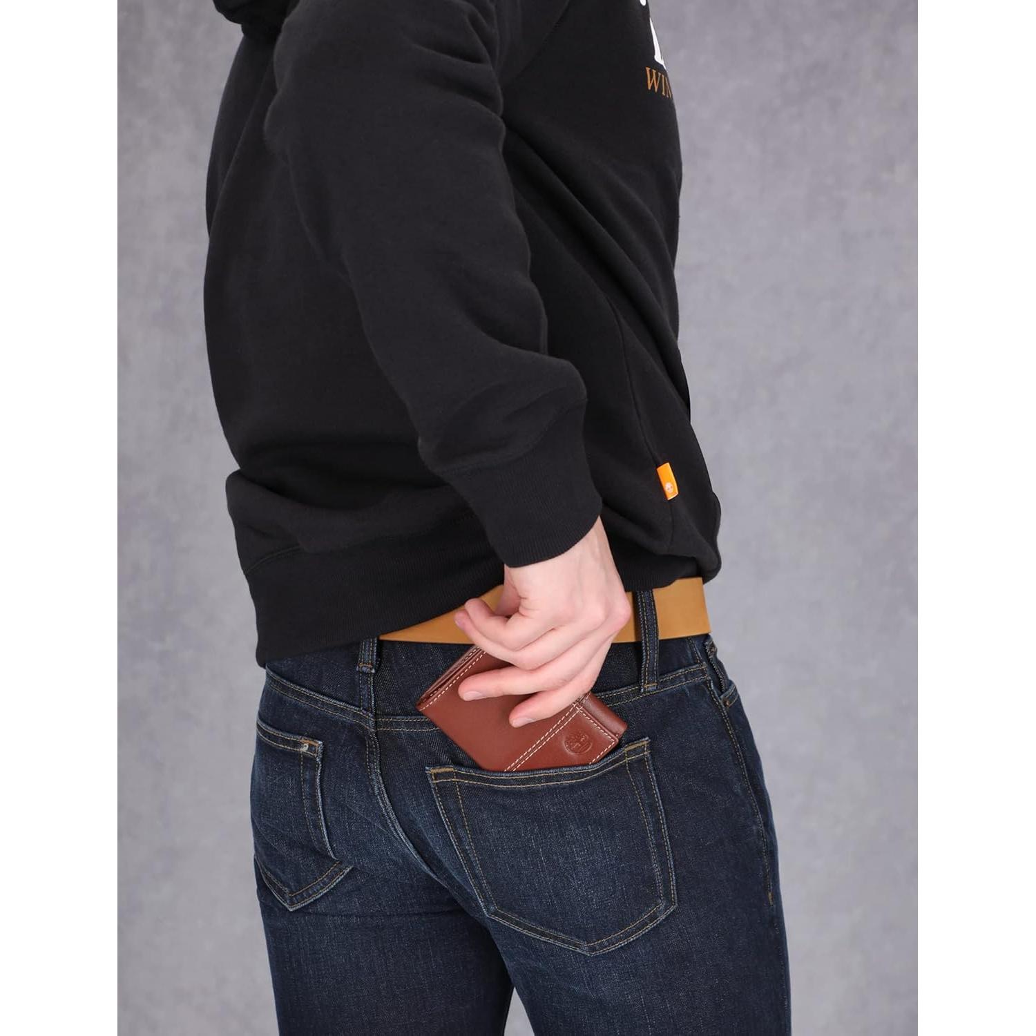 Billetera Trifold de Cuero Genuino Timberland con Bloqueo RFID