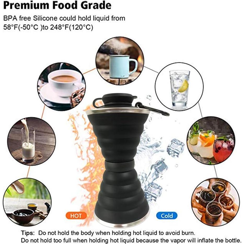 Botella de Agua Plegable SEMETOR 500ml Silicona Reutilizable