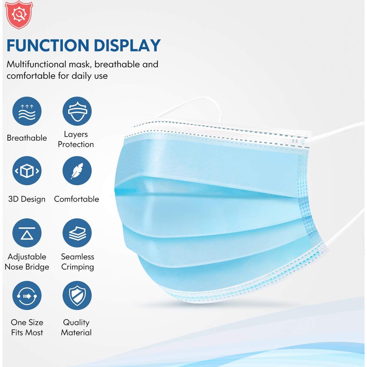 Mascarilla desechable HDFK 3 capas azul para adultos 50 unidades