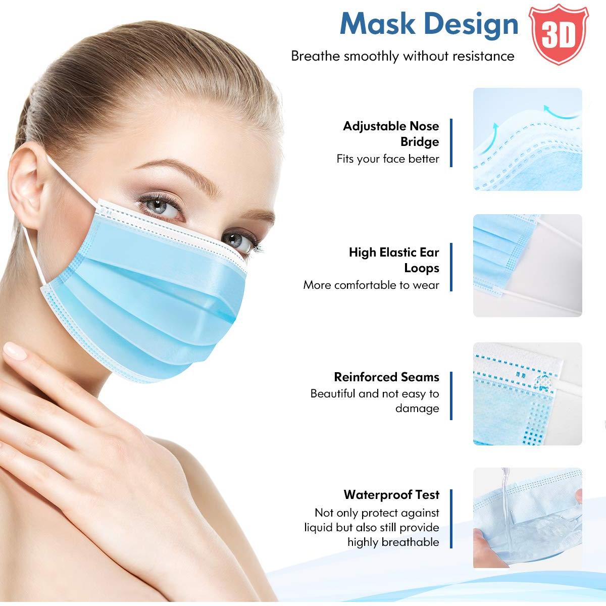 Mascarilla desechable HDFK 3 capas azul para adultos 50 unidades