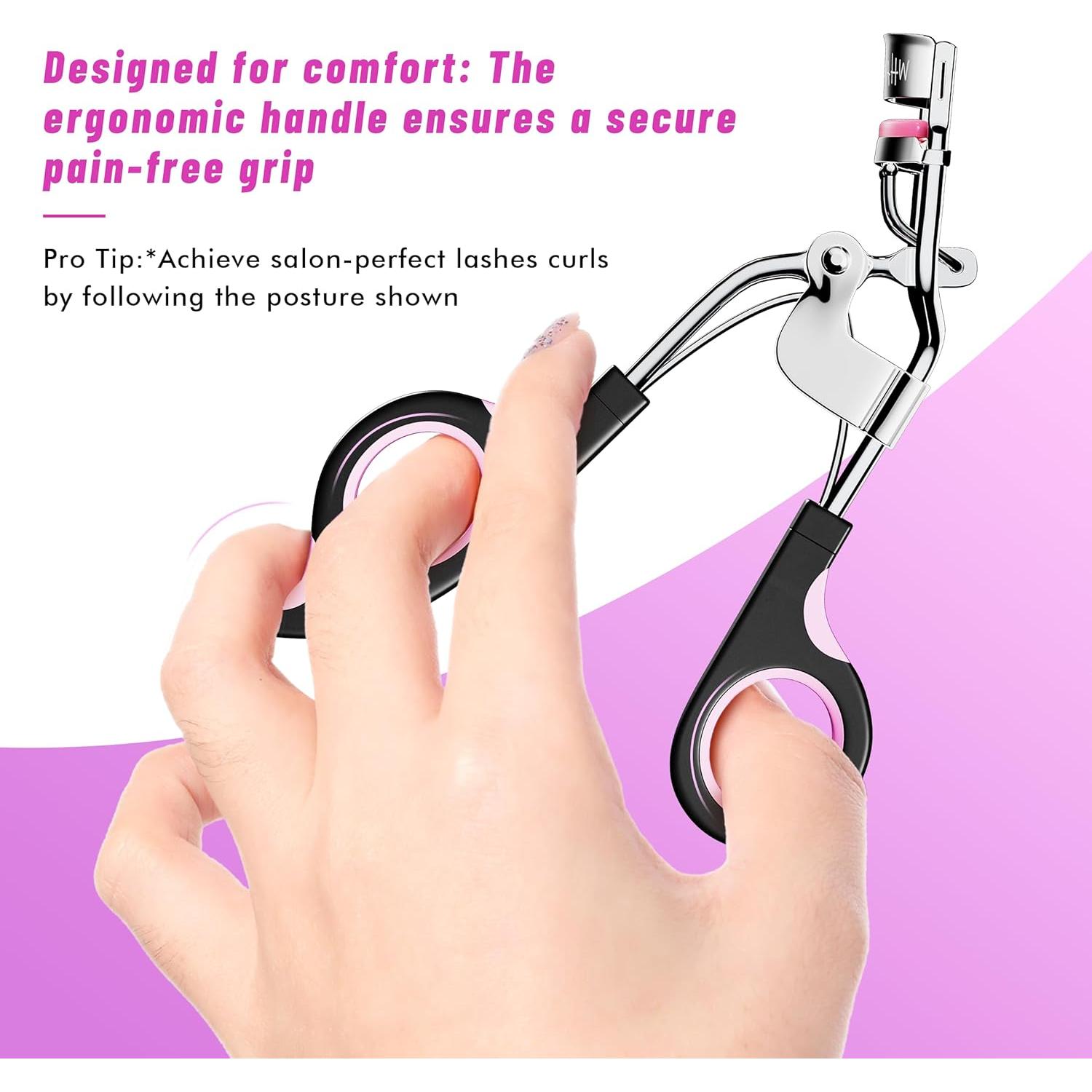 Rizador de Pestañas Whalrace con 6 Tiras de Silicona Rosa