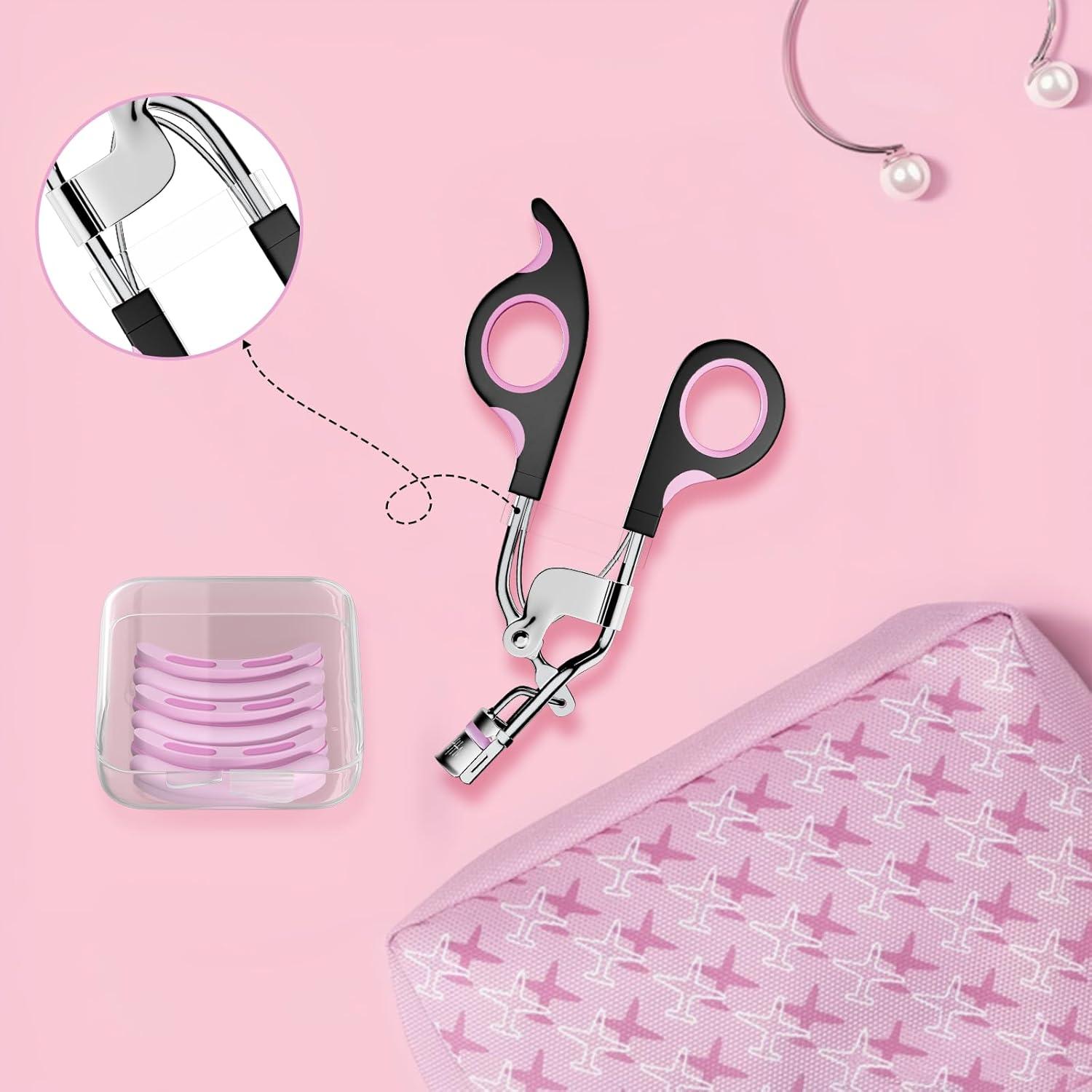 Rizador de Pestañas Whalrace con 6 Tiras de Silicona Rosa