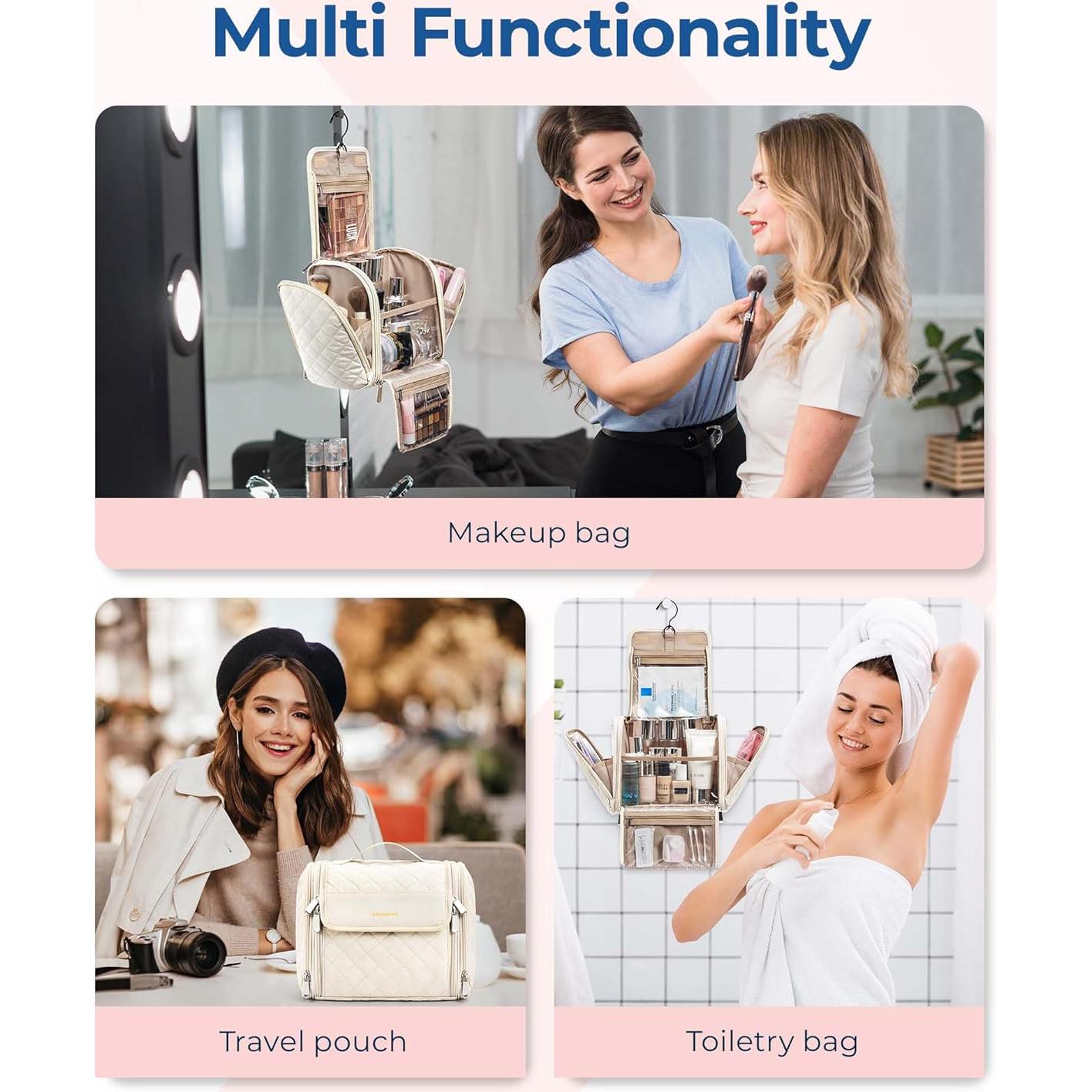 Bolsa de Aseo y Maquillaje BAGSMART Beige Grande Resistente al Agua