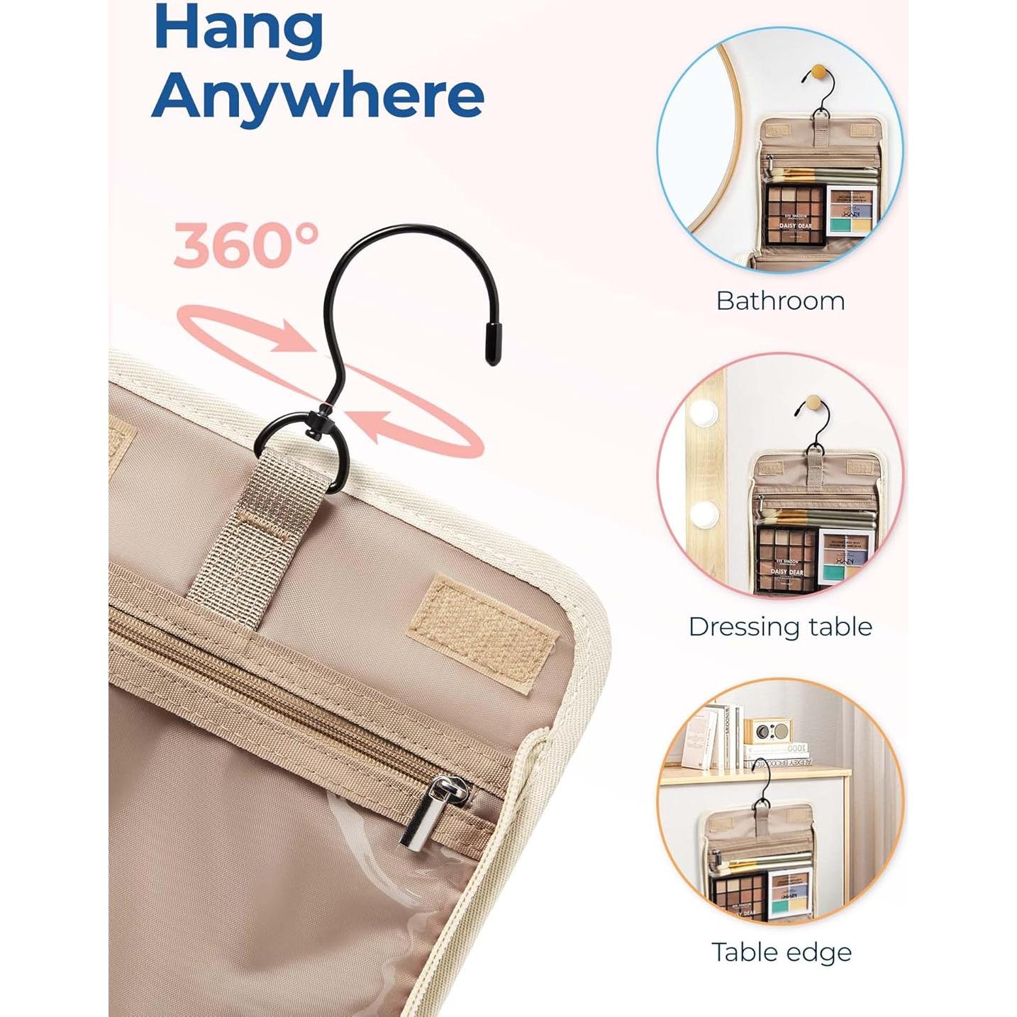 Bolsa de Aseo y Maquillaje BAGSMART Beige Grande Resistente al Agua