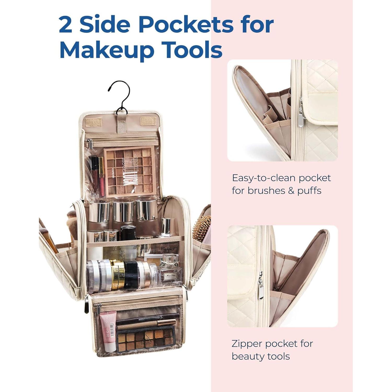 Bolsa de Aseo y Maquillaje BAGSMART Beige Grande Resistente al Agua